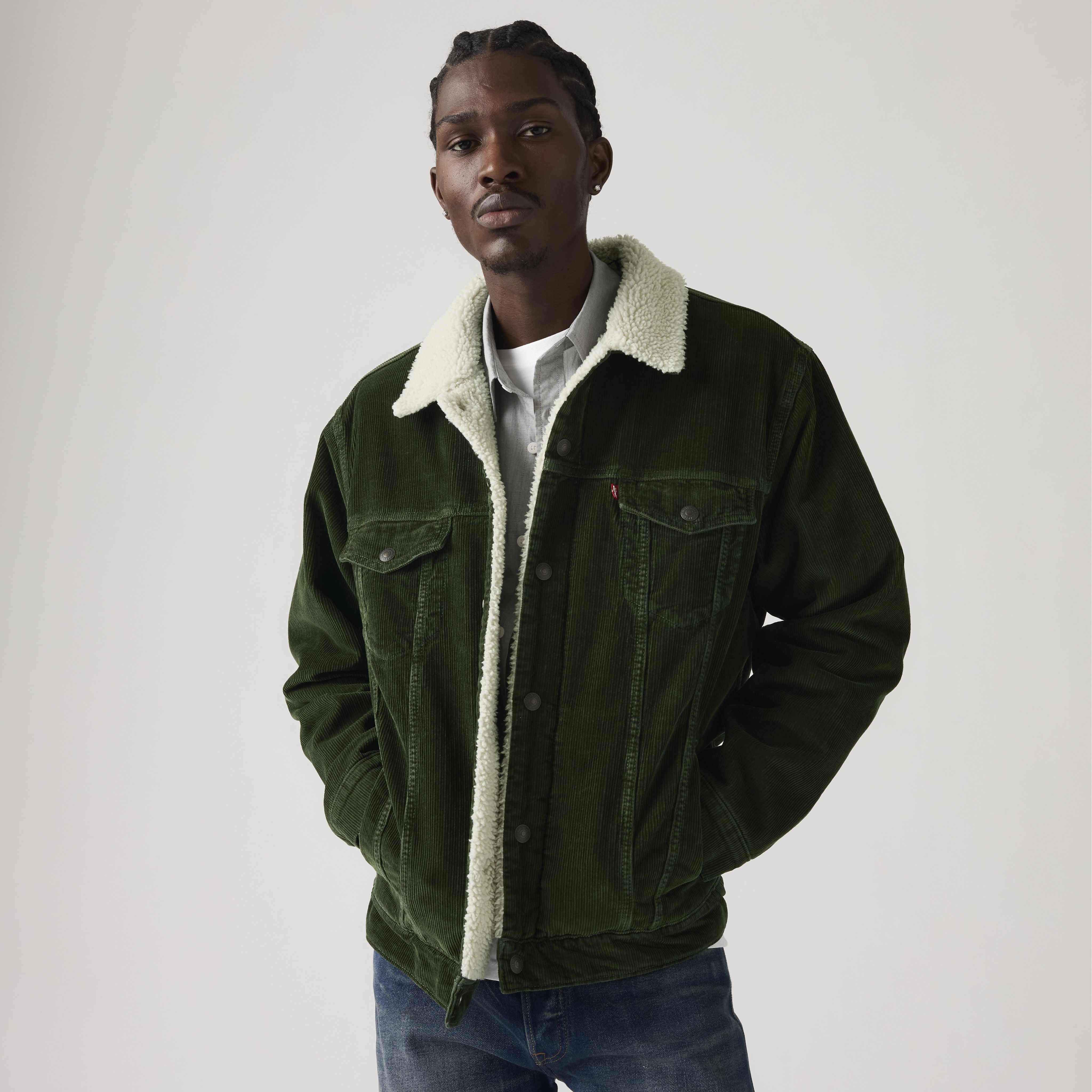 Relaxed Fit Corduroy Sherpa Trucker Jacket 1