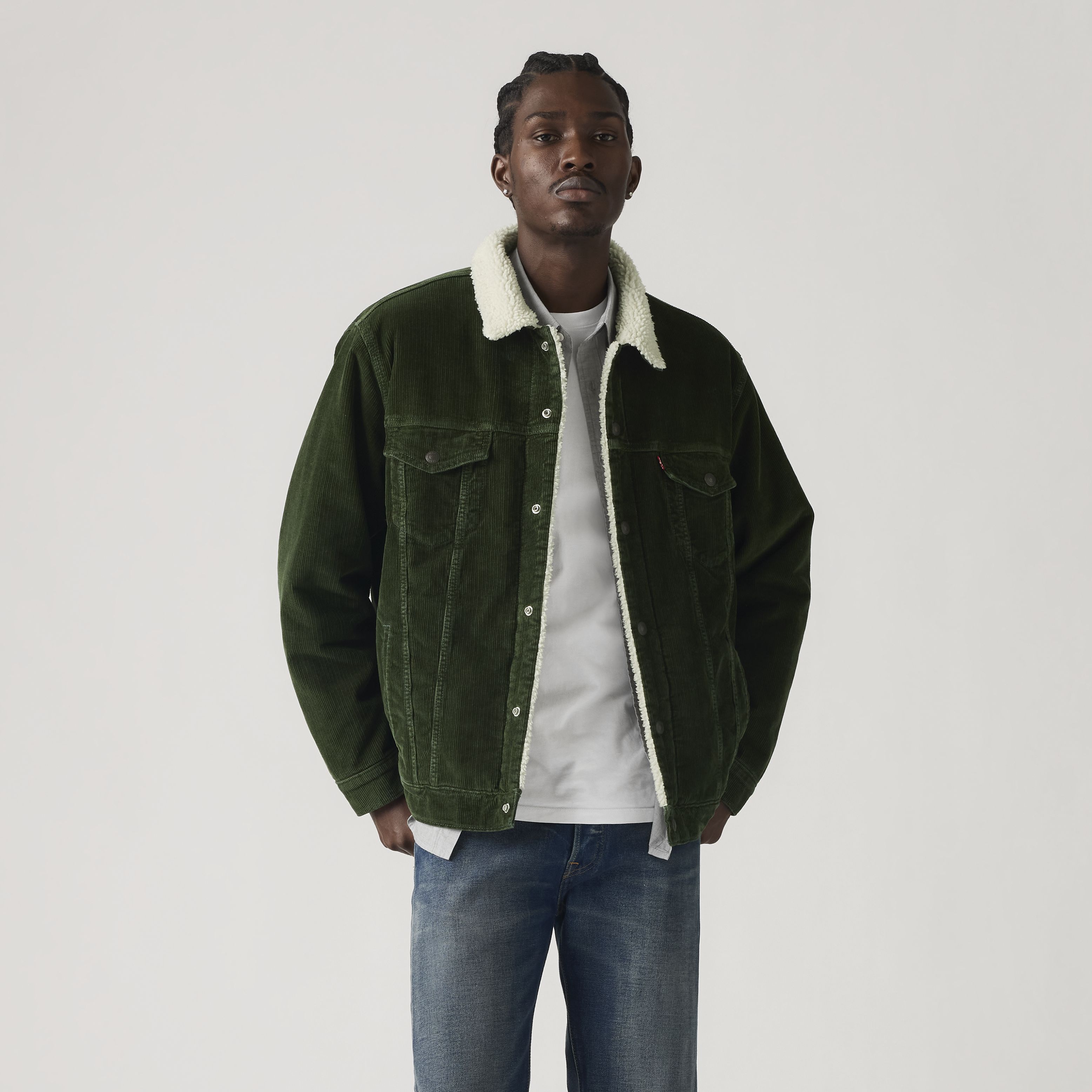 Relaxed Fit Corduroy Sherpa Trucker Jacket 2