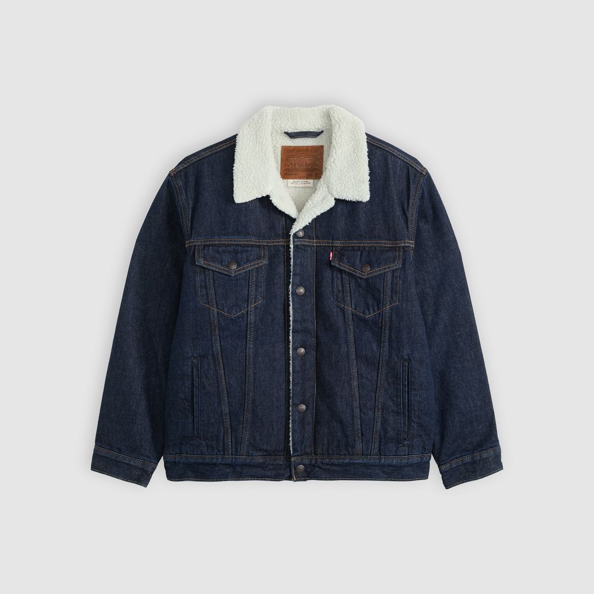 Relaxed Sherpa Trucker Jacket — Give It A Rinse Sherpa - Dark Wash