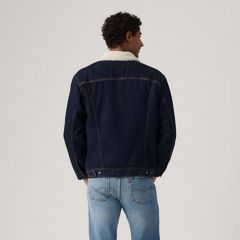 Relaxed Sherpa Trucker Jacket — Give It A Rinse Sherpa - Dark Wash 4