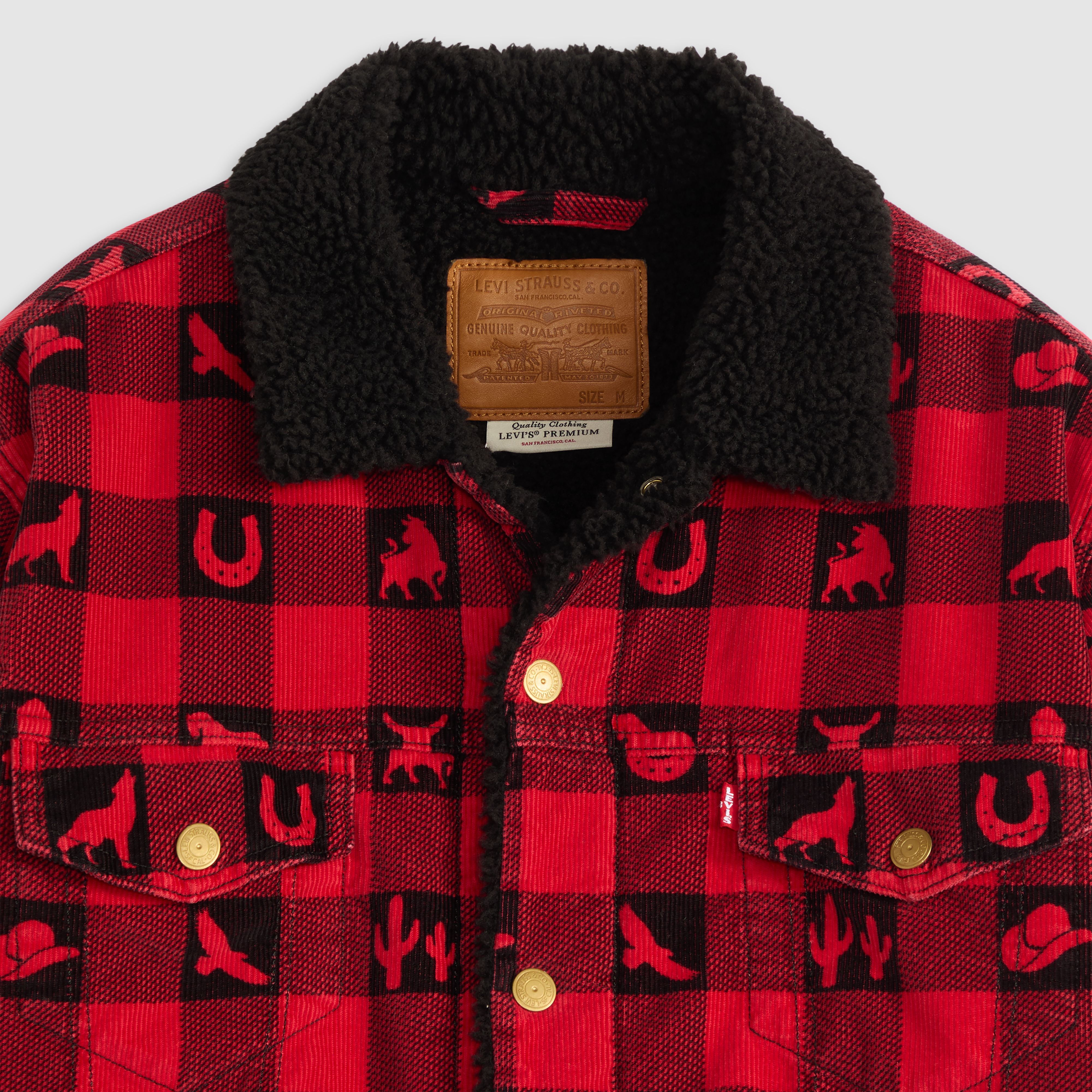 Relaxed Fit Sherpa Plaid Trucker Jacket