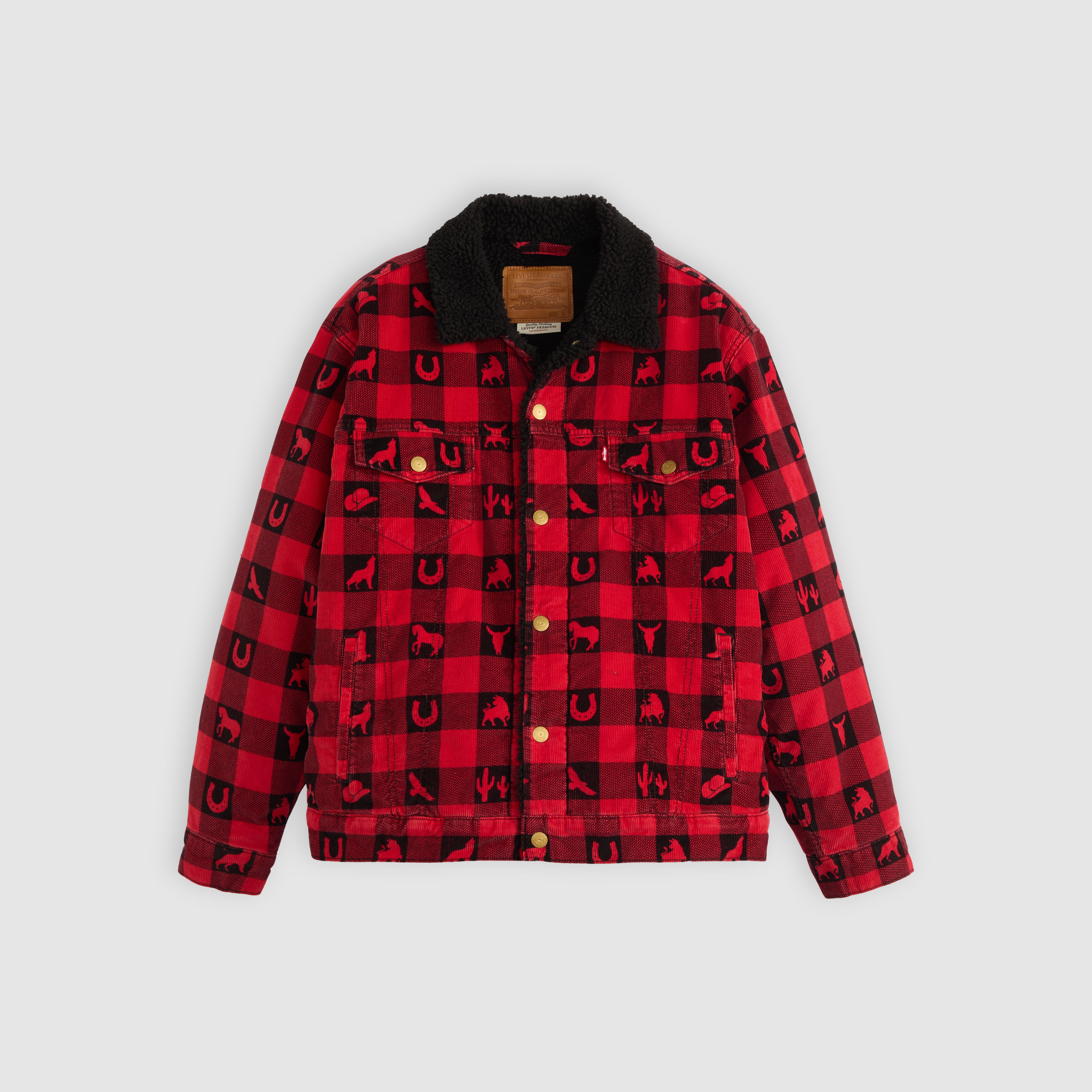 Relaxed Fit Sherpa Plaid Trucker Jacket