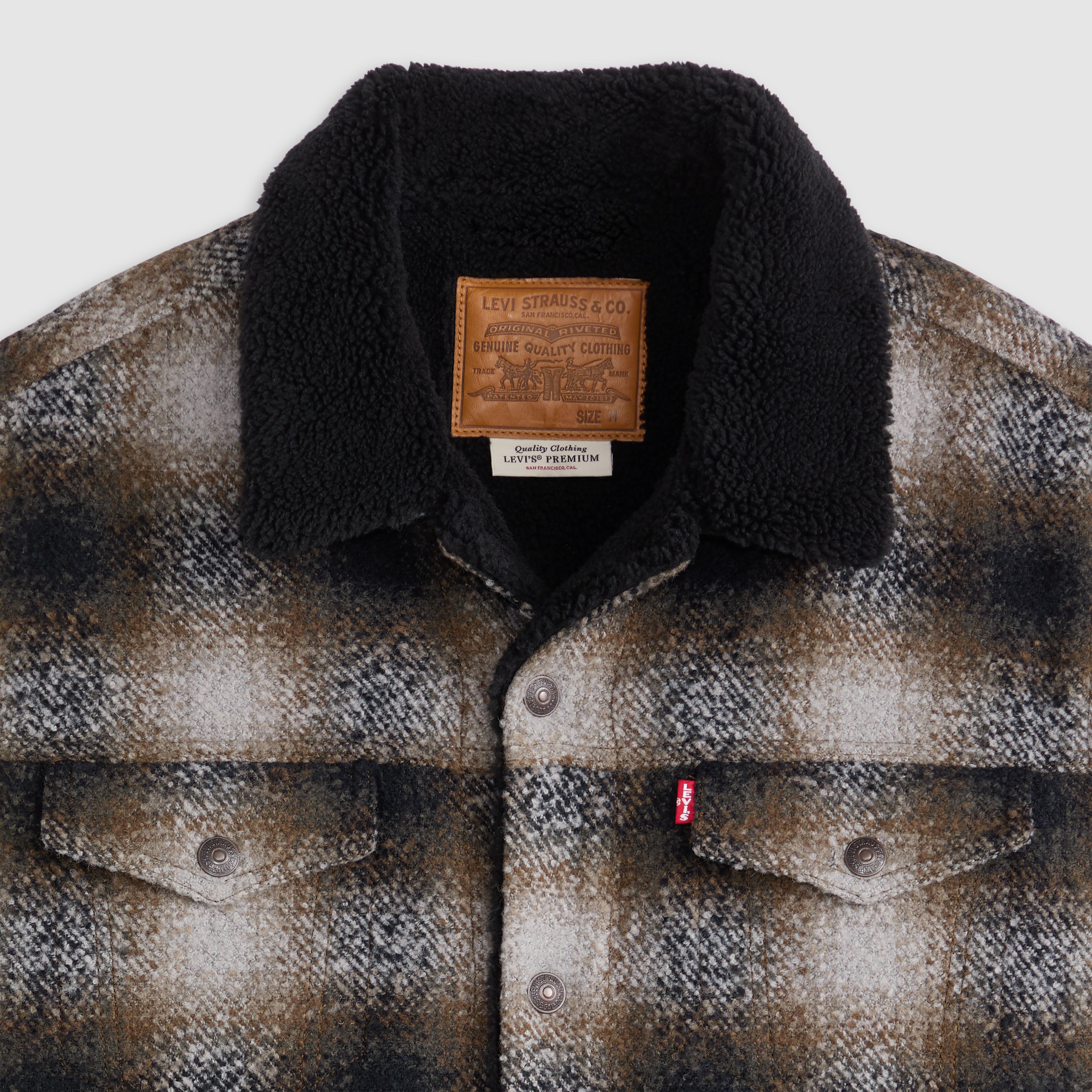 Relaxed Fit Plaid Sherpa Trucker Jacket 6