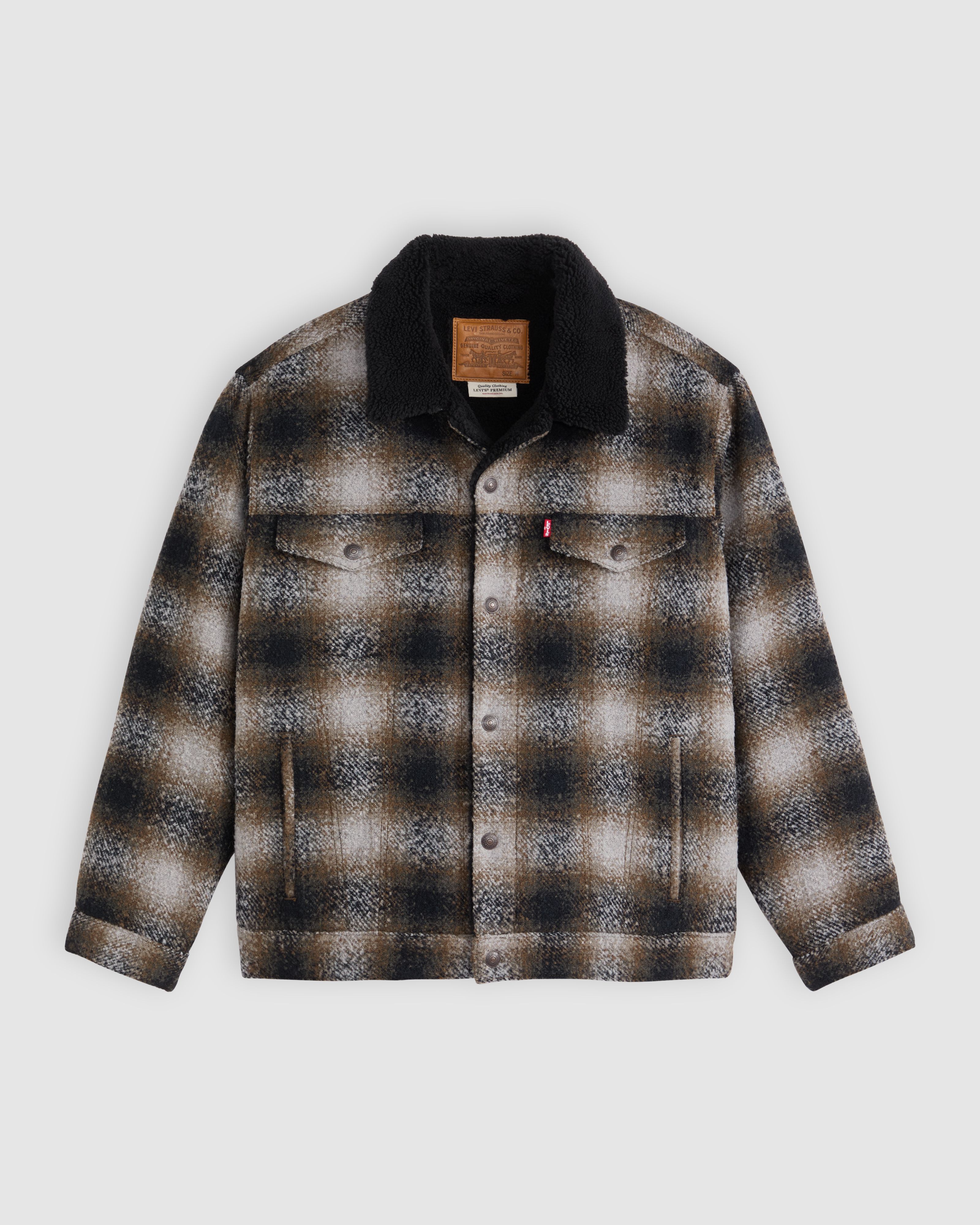Relaxed Fit Plaid Sherpa Trucker Jacket 5