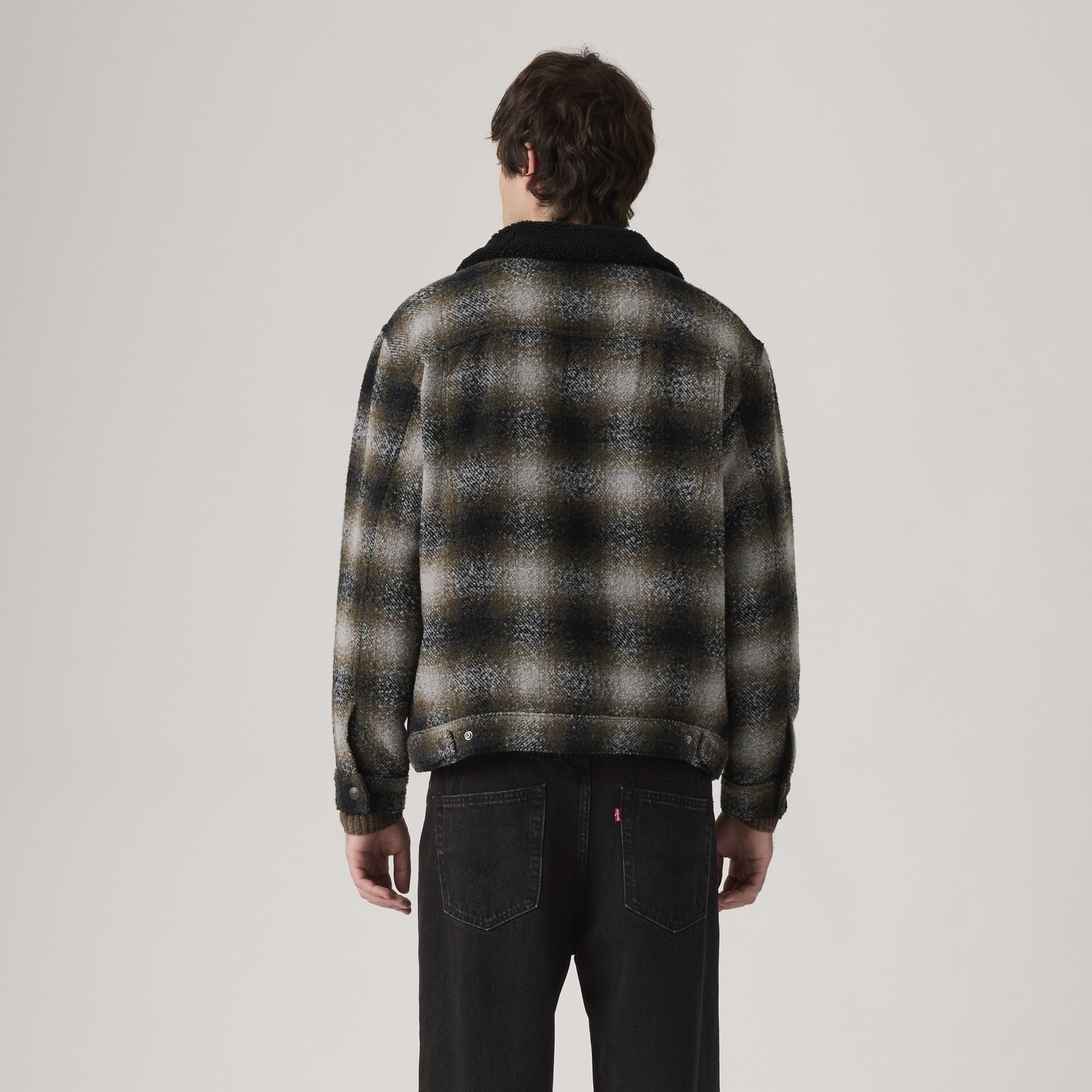 Relaxed Fit Plaid Sherpa Trucker Jacket 3
