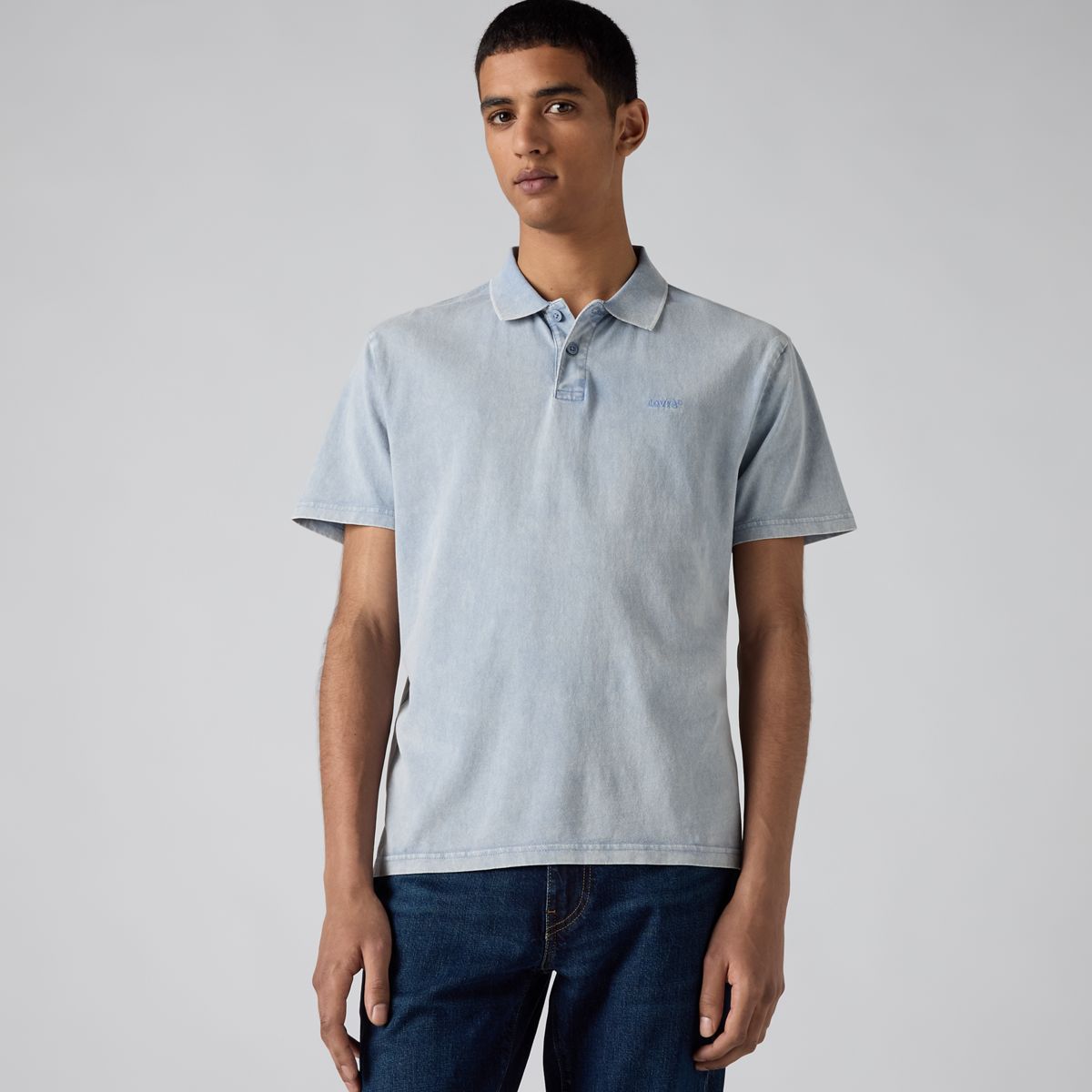 Authentic Polo Shirt — Stones Throw Mineral Wash Infinity - Blue