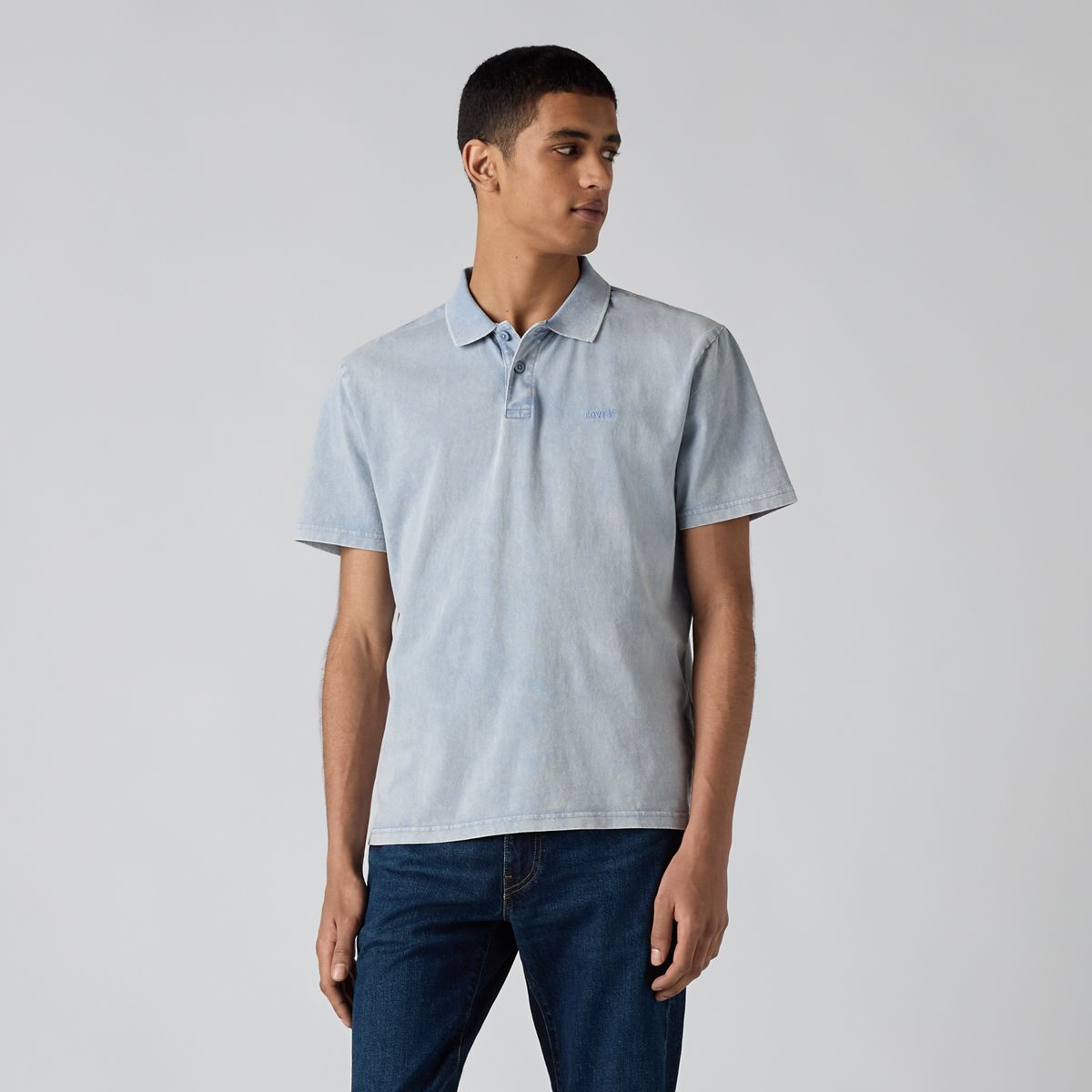 Authentic Polo Shirt — Stones Throw Mineral Wash Infinity - Blue