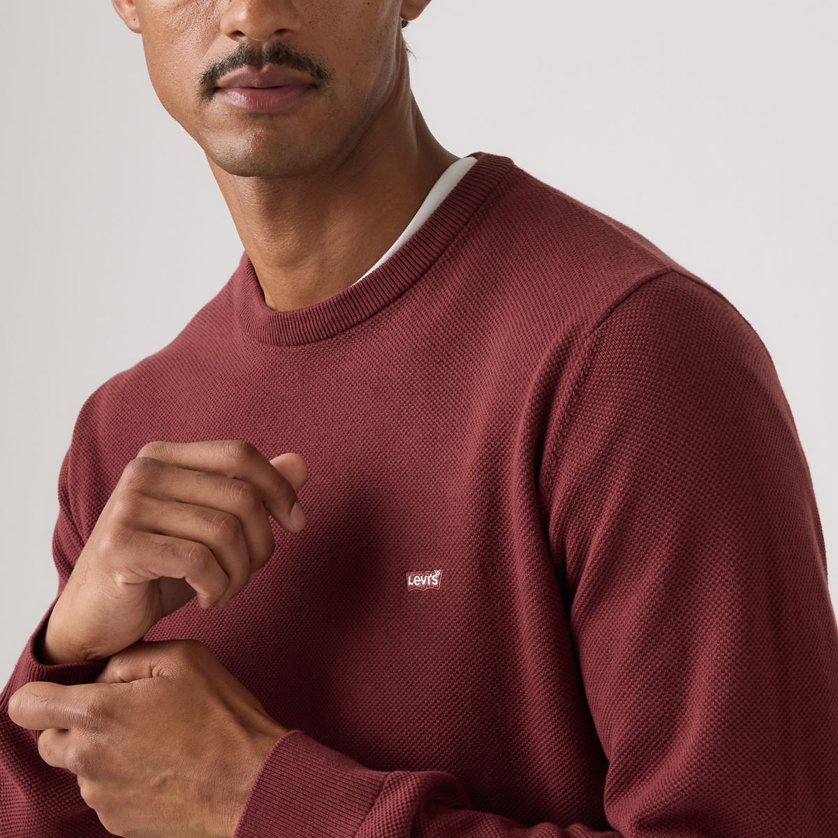Lightweight Housemark Sweater — Oxblood Red Pique - Red