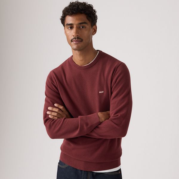 Lightweight Housemark Sweater — Oxblood Red Pique - Red