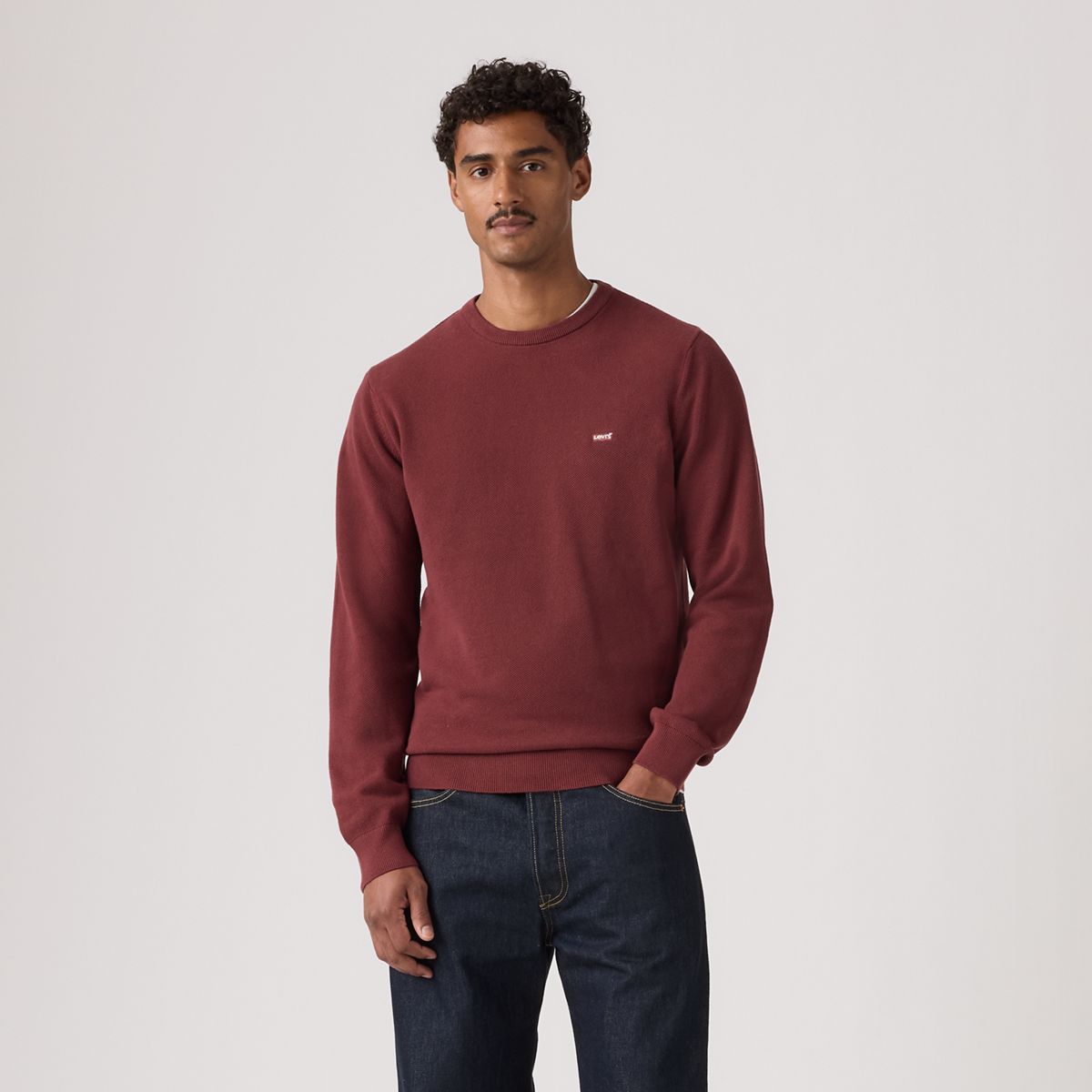 Lightweight Housemark Sweater — Oxblood Red Pique - Red