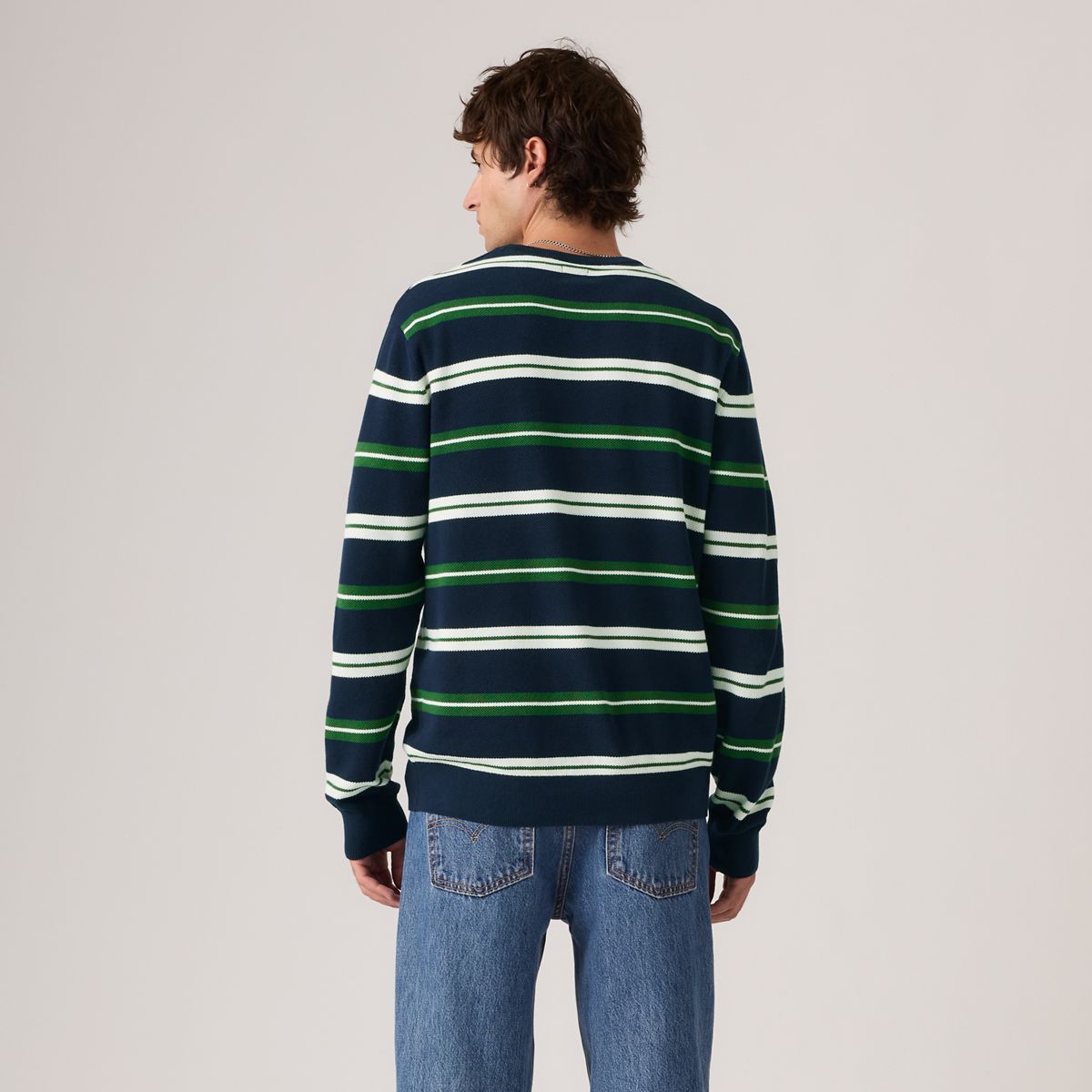 Lightweight Housemark Sweater — Anthem Stripe Dress Blues - Blue
