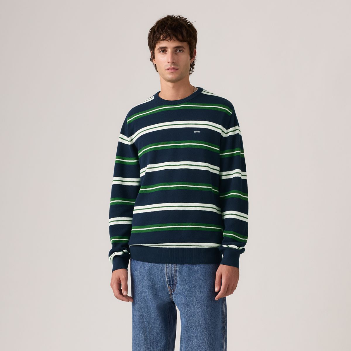 Lightweight Housemark Sweater — Anthem Stripe Dress Blues - Blue