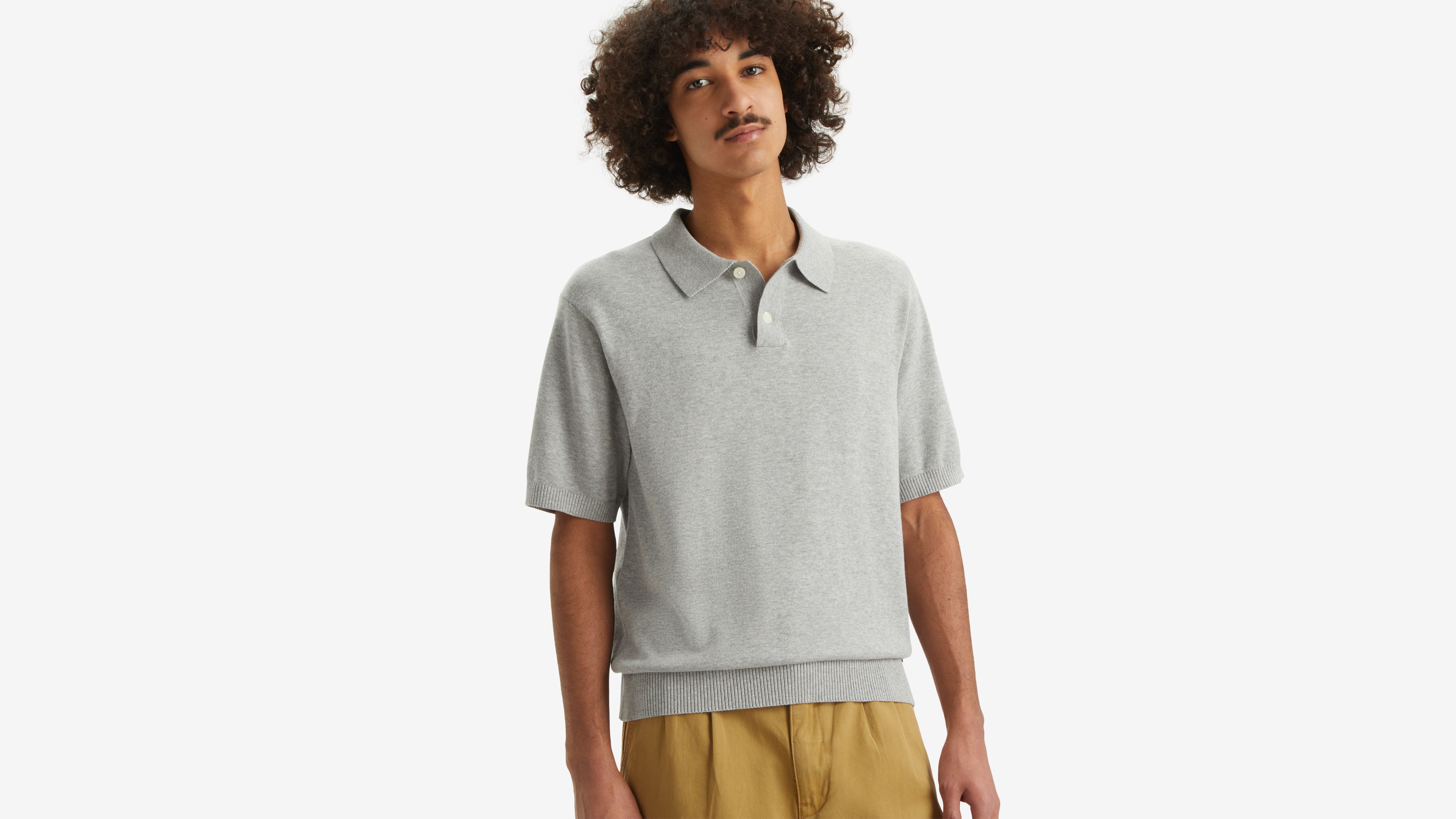 Sweater Knit Polo Shirt 1