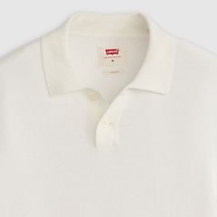 Sweater Cotton Linen Knit Polo — Bright White Cotton Linen - White 6