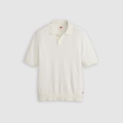 Sweater Cotton Linen Knit Polo — Bright White Cotton Linen - White 5