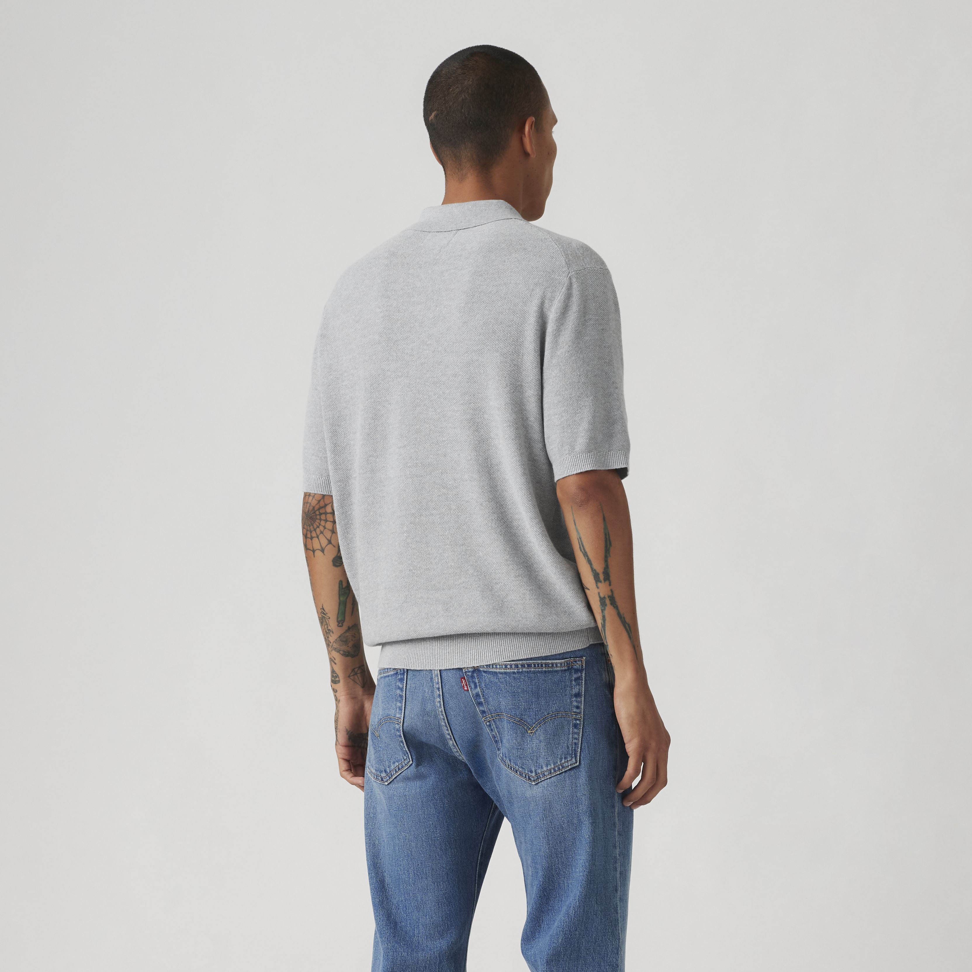 Cotton Linen Sweater Knit Polo Shirt 3