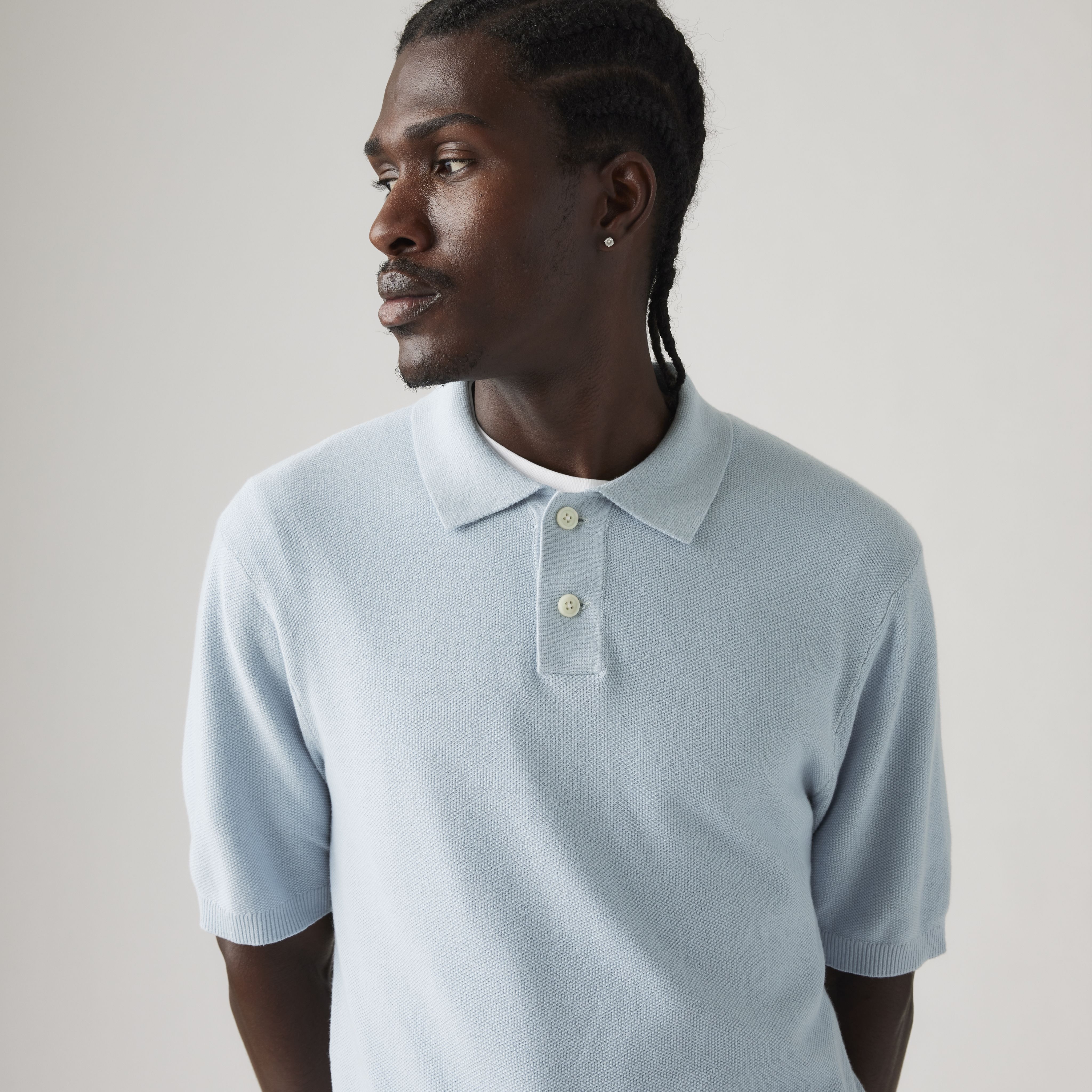 Cotton Linen Sweater Knit Polo Shirt 2