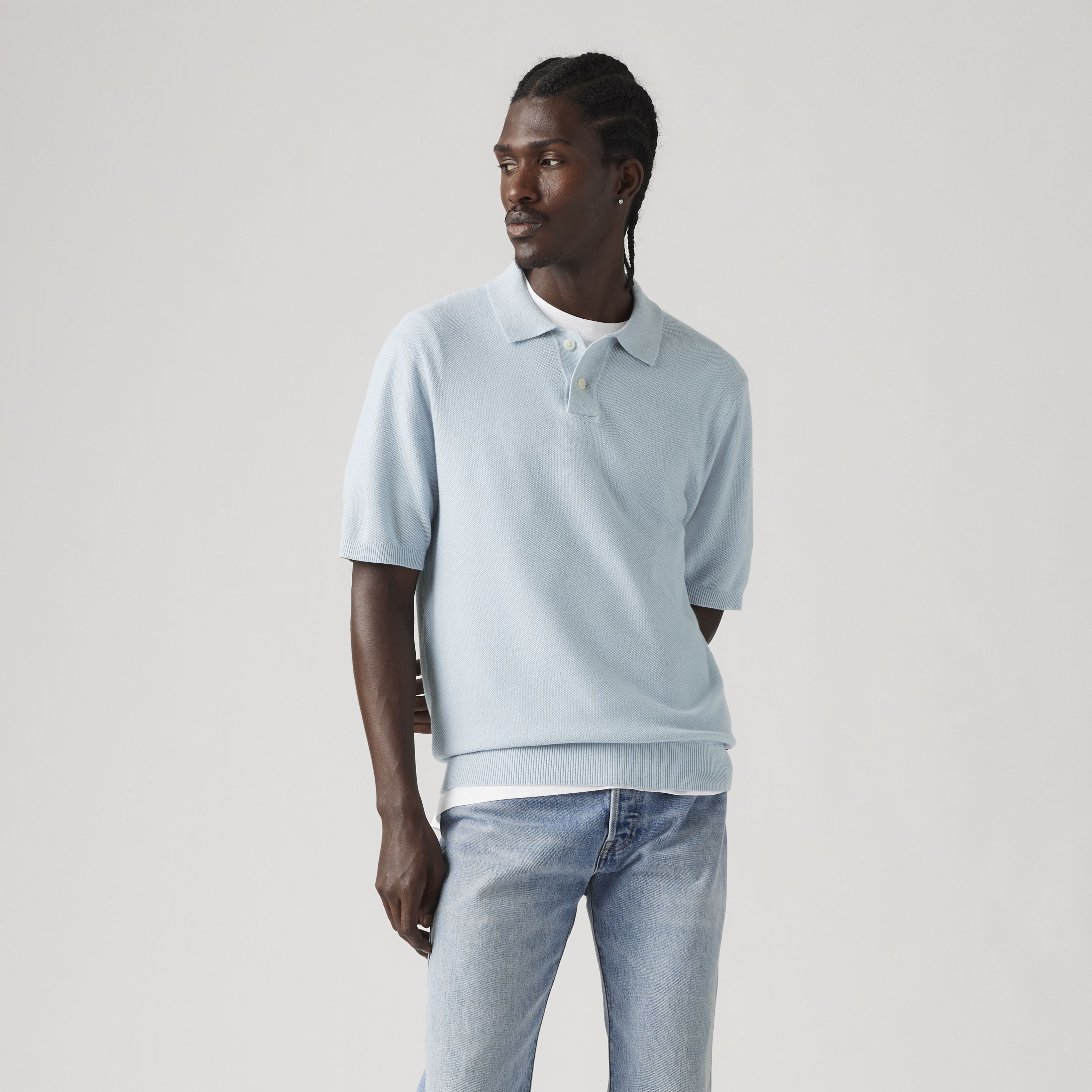 Cotton Linen Sweater Knit Polo Shirt 3