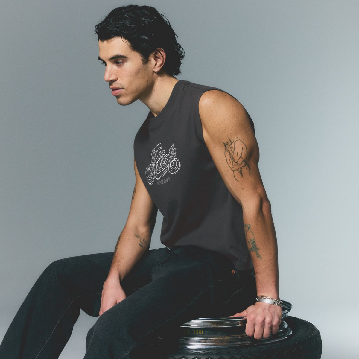 Levi's® Pride Cropped Muscle Tank — Ride Together - Black