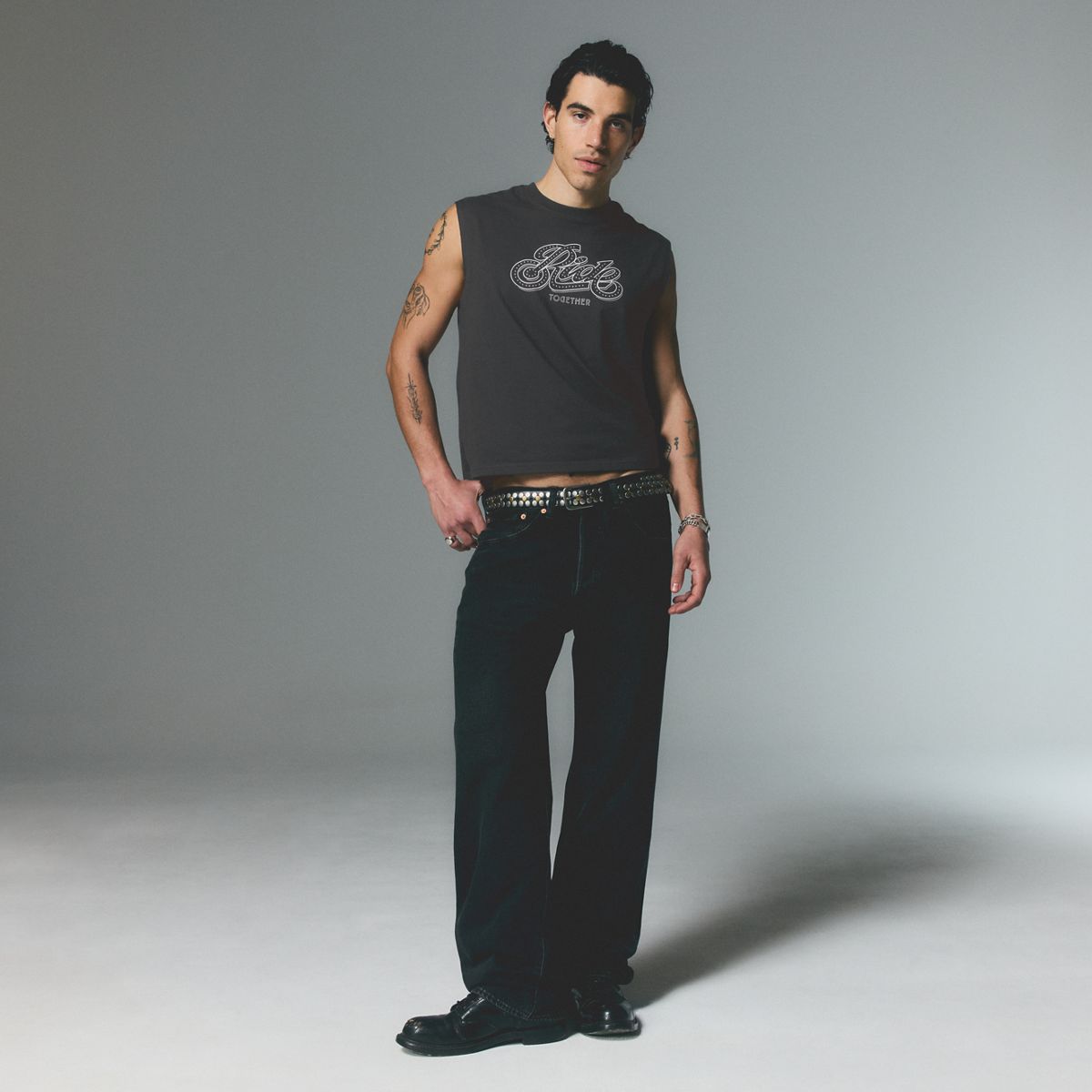 Levi's® Pride Cropped Muscle Tank — Ride Together - Black