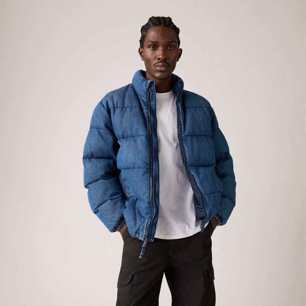 Piedmont Short Puffer Jacket — Morningside - Medium Wash