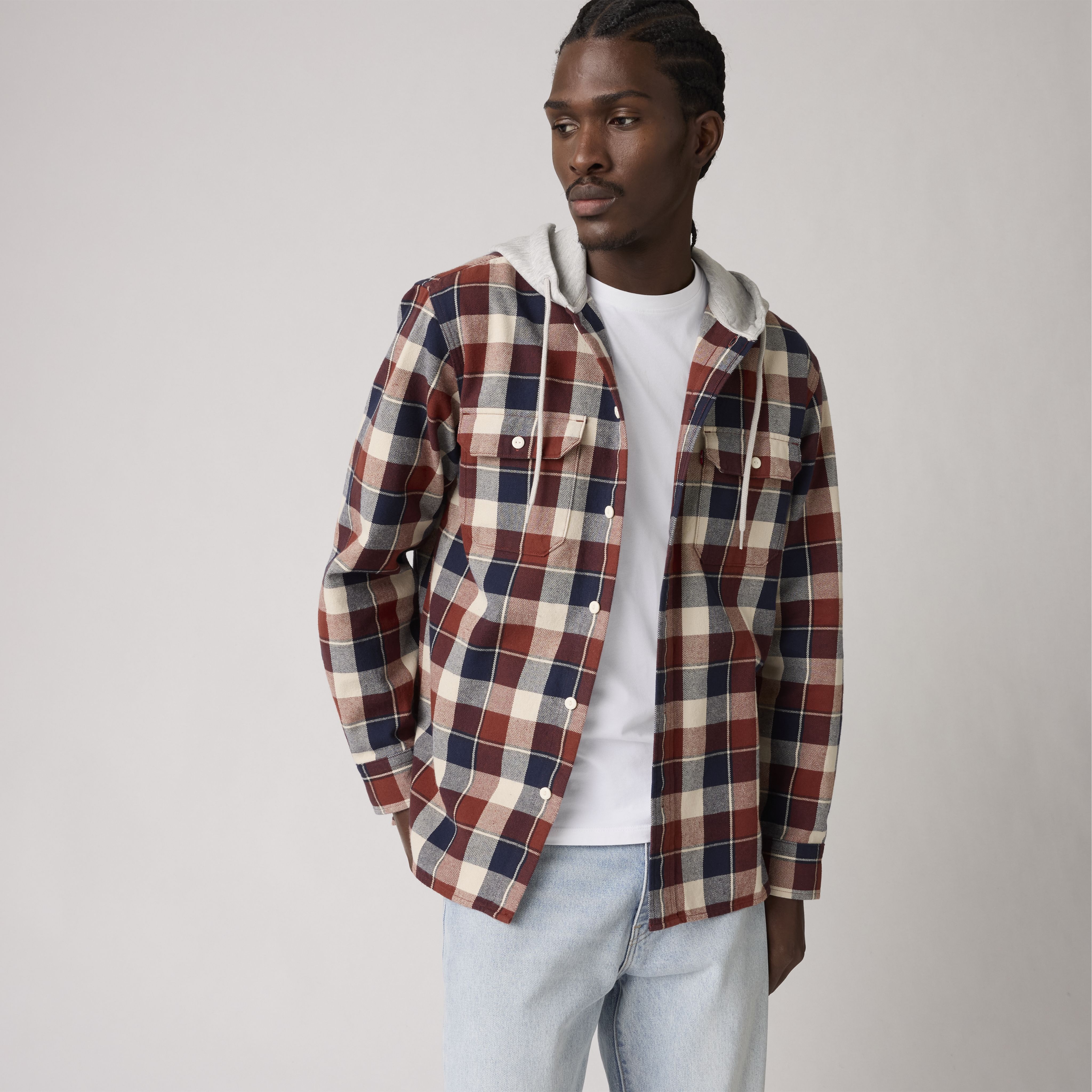 Plaid Hooded Classic Worker Shirt 1
