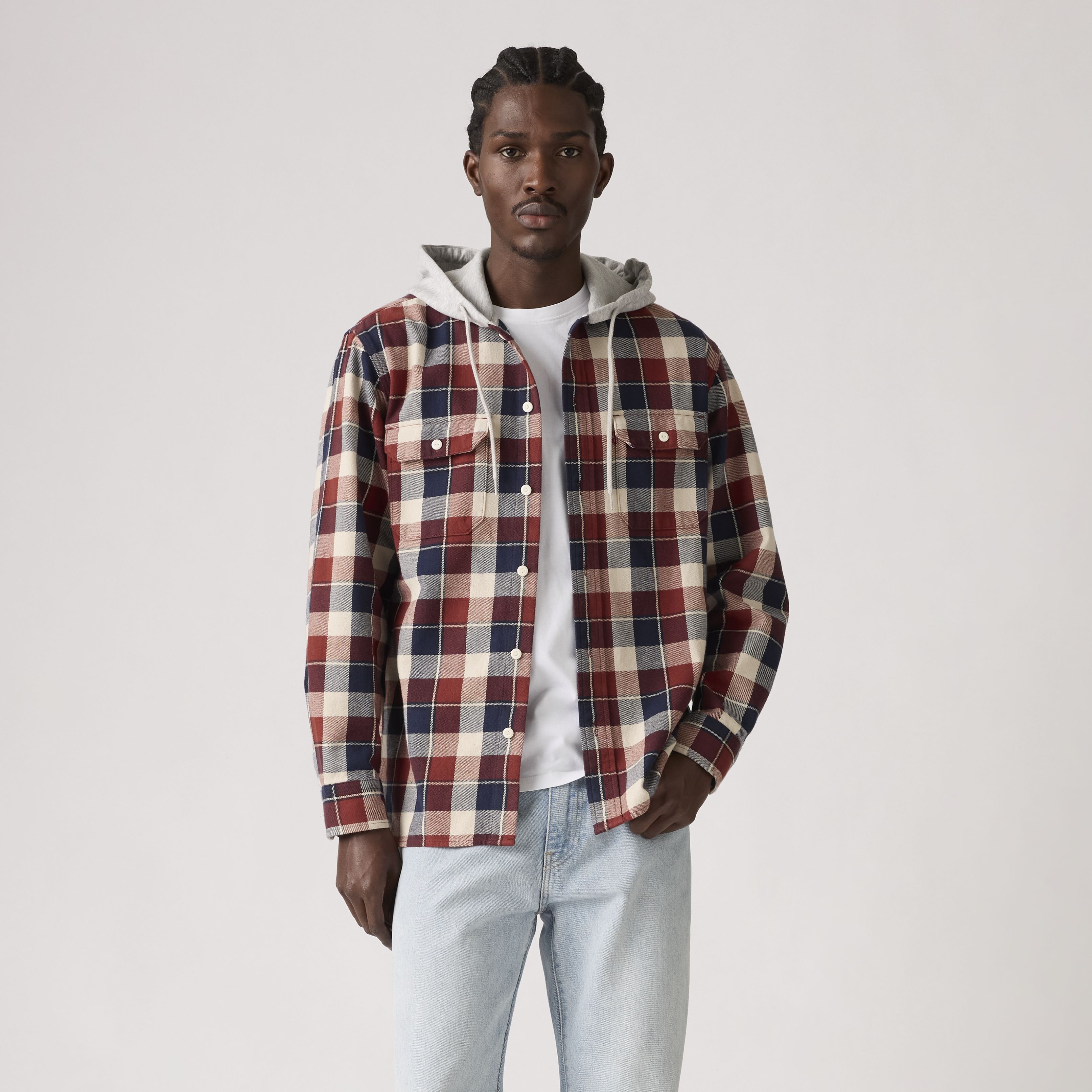 Plaid Hooded Classic Worker Shirt 5