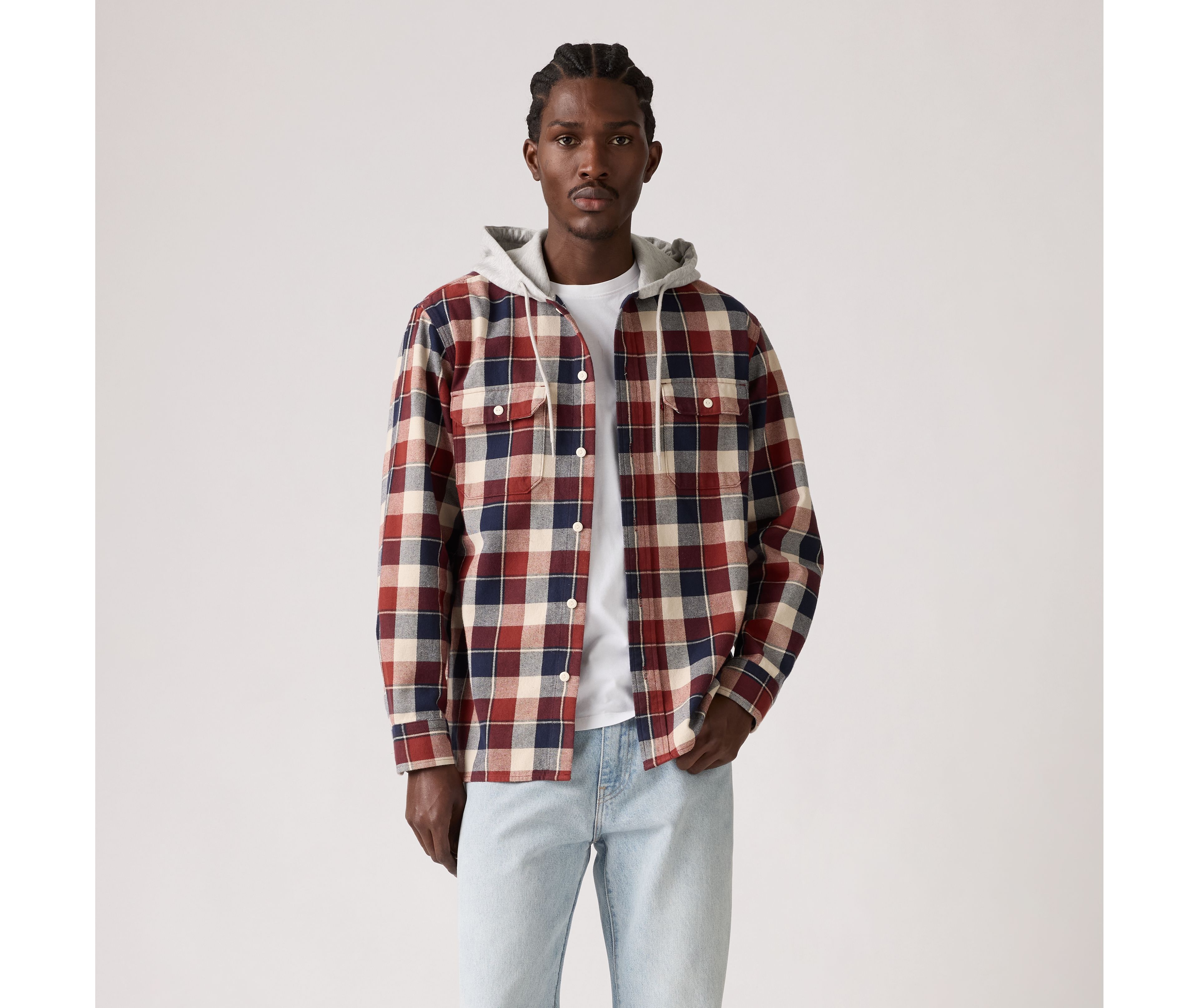 Plaid Hooded Classic Worker Shirt