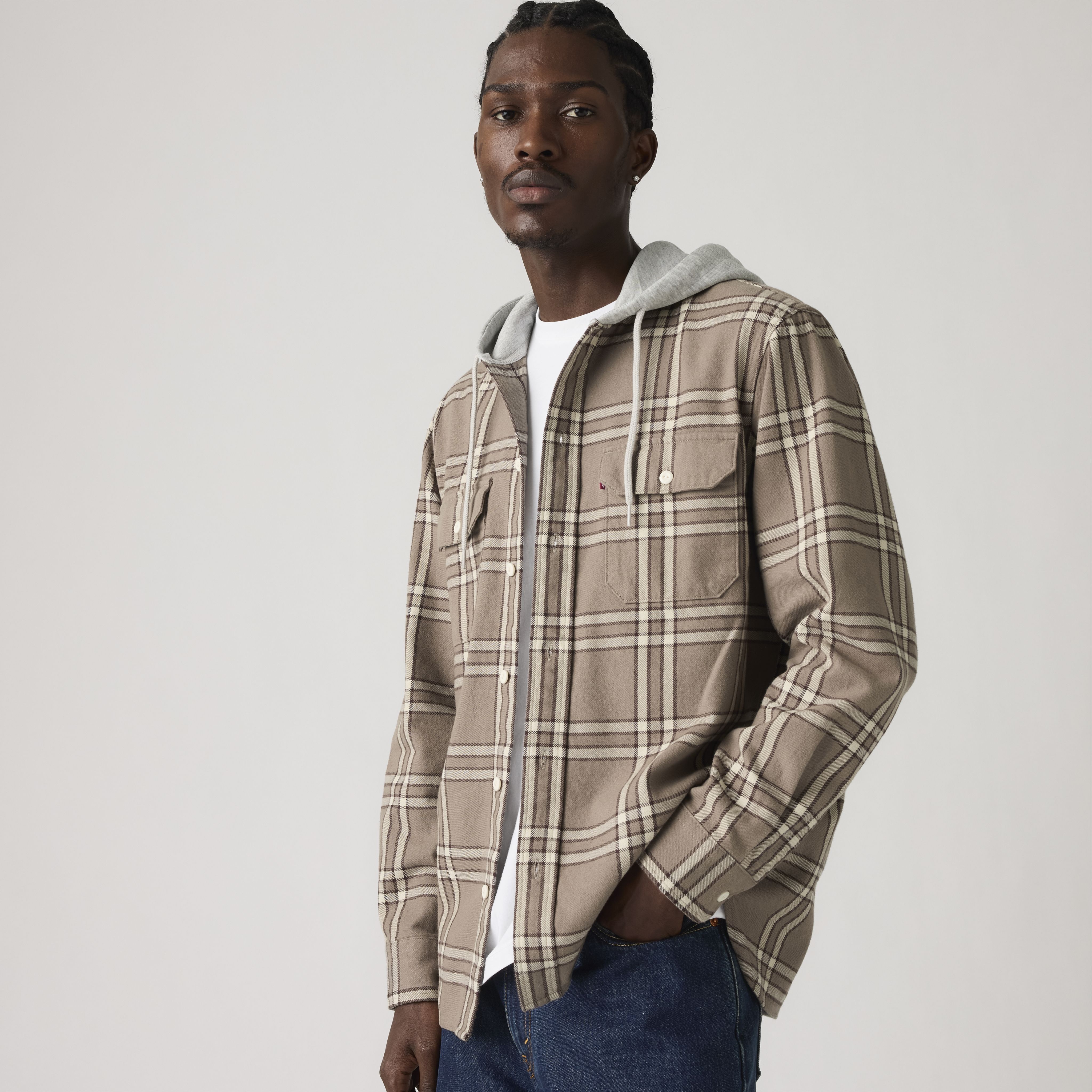 Plaid Hooded Classic Worker Shirt 1