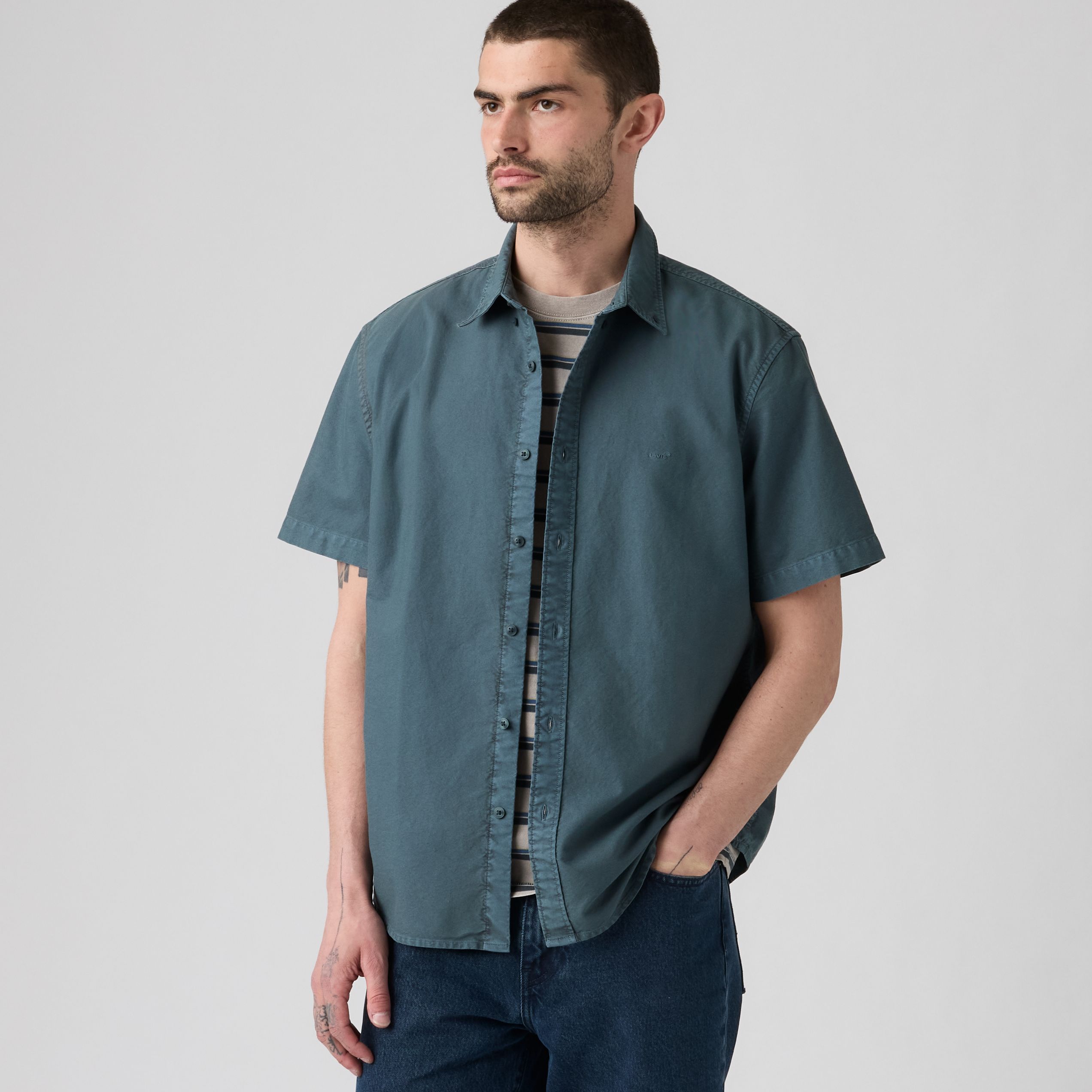 Authentic Button-Down Garment Dye Short-Sleeve Shirt 1
