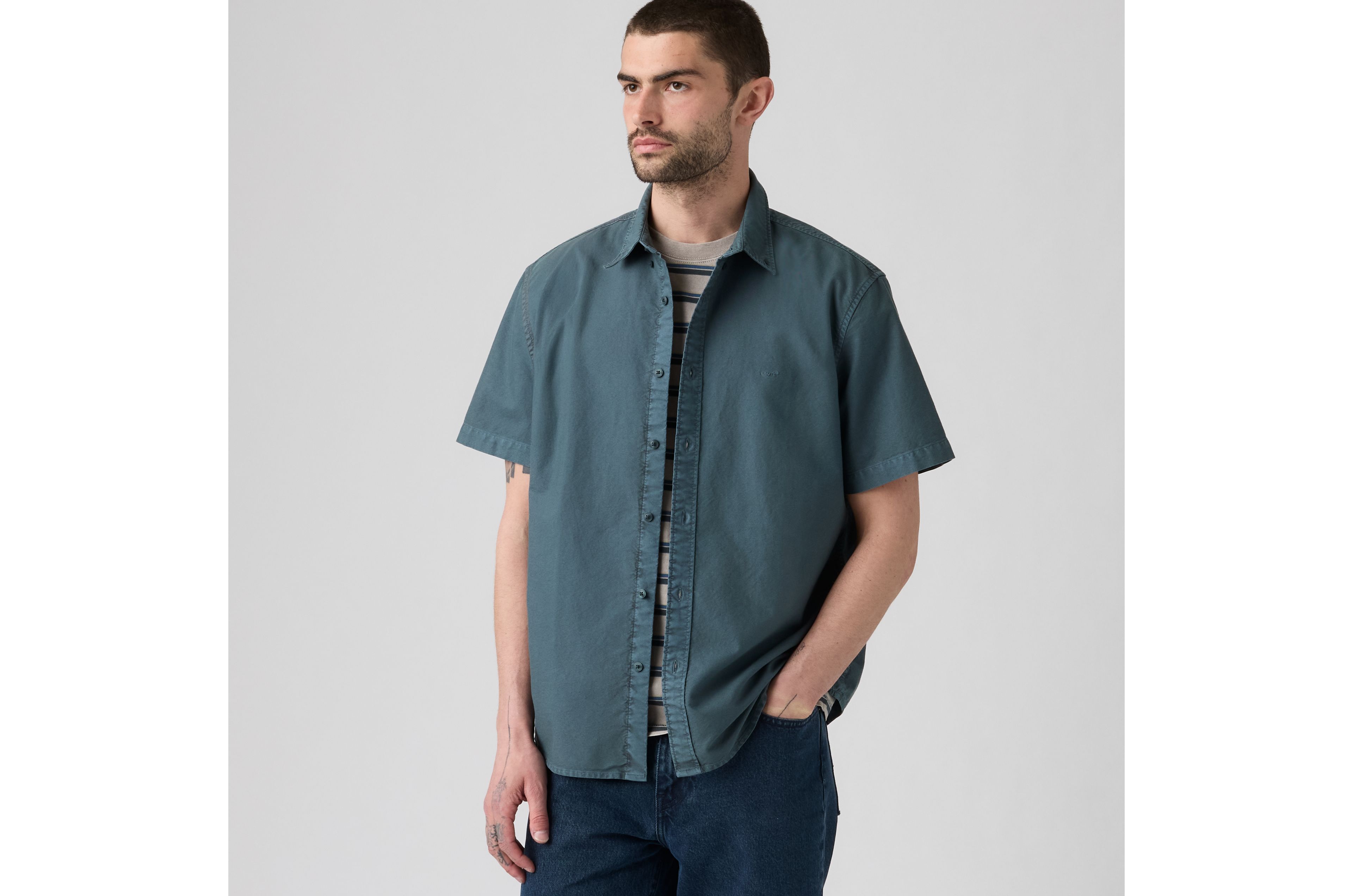 Authentic Button-Down Garment Dye Short-Sleeve Shirt