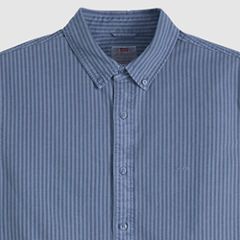 Short Sleeve Authentic Button-Down Lightweight Shirt — Vintage Indigo Gd Stripe - Blue 6