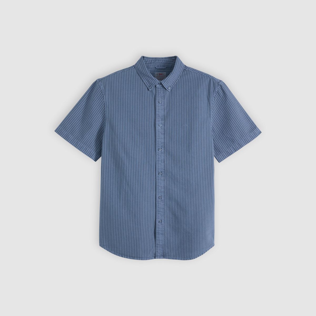 Short Sleeve Authentic Button-Down Lightweight Shirt — Vintage Indigo Gd Stripe - Blue