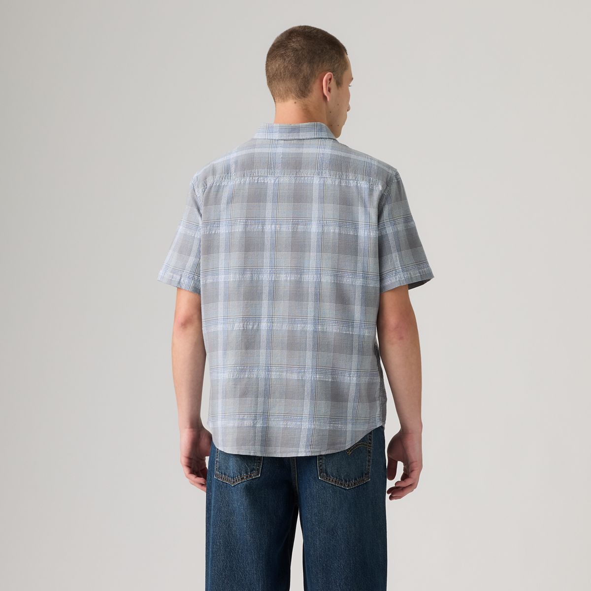 Short Sleeve Authentic Button-Down Lightweight Shirt — Bennett Plaid Moonlight Blue - Blue