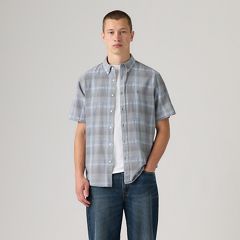 Short Sleeve Authentic Button-Down Lightweight Shirt — Bennett Plaid Moonlight Blue - Blue 3