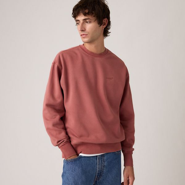 Authentic Crewneck Garment Dye Sweatshirt — Garment Dye Roan Rouge - Red