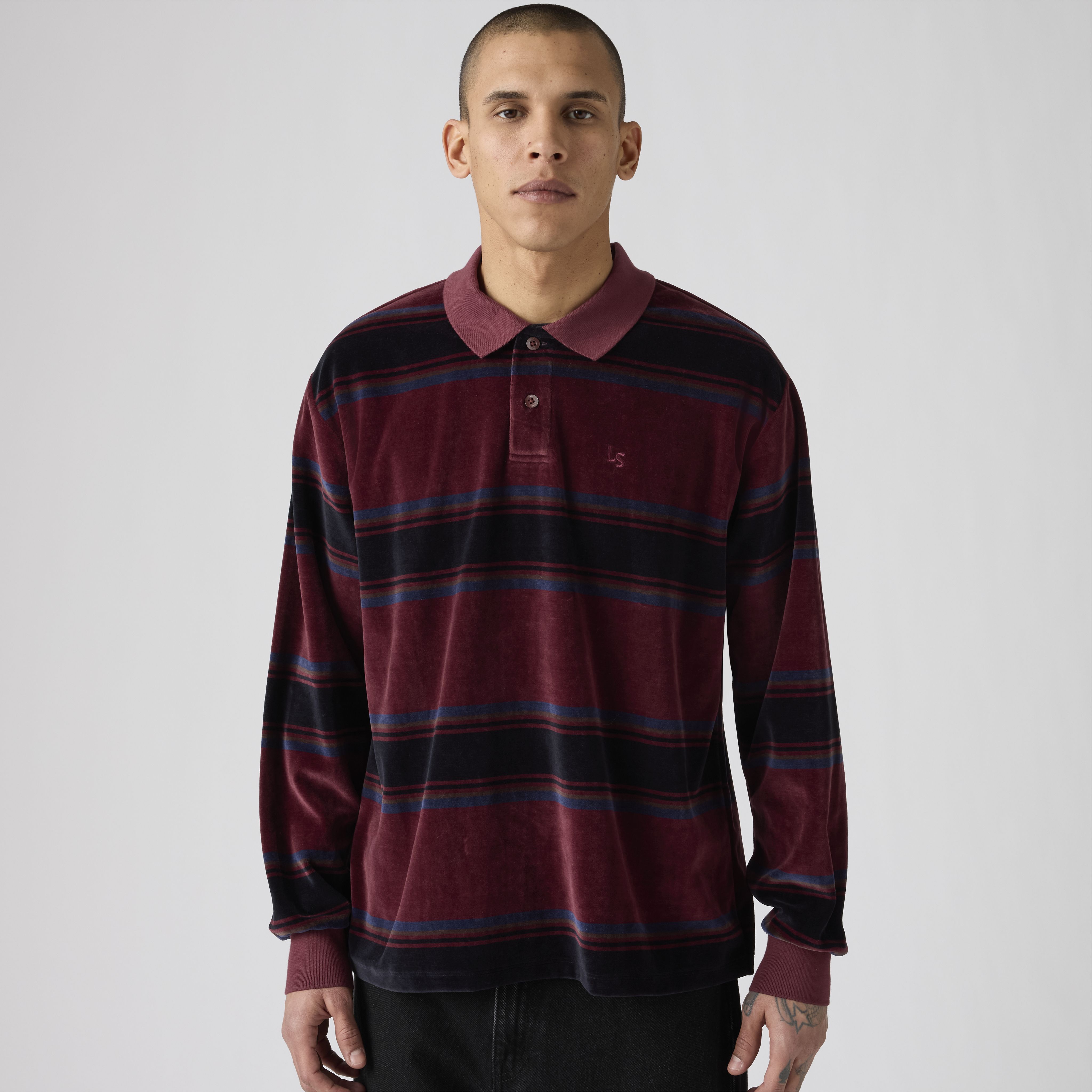 Velour Rugby Polo Sweatshirt 1