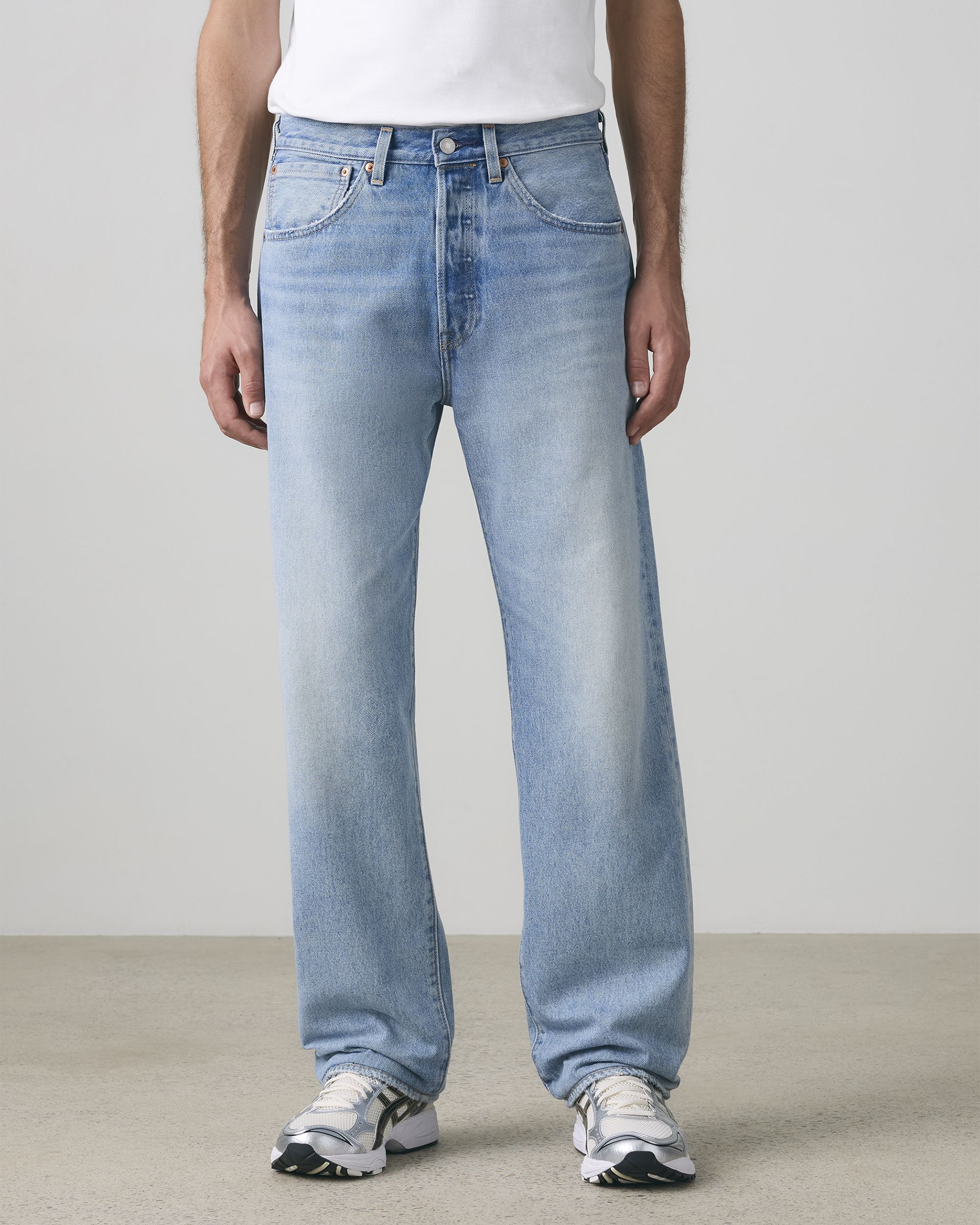 Male model wearing 501® Loose jeans.