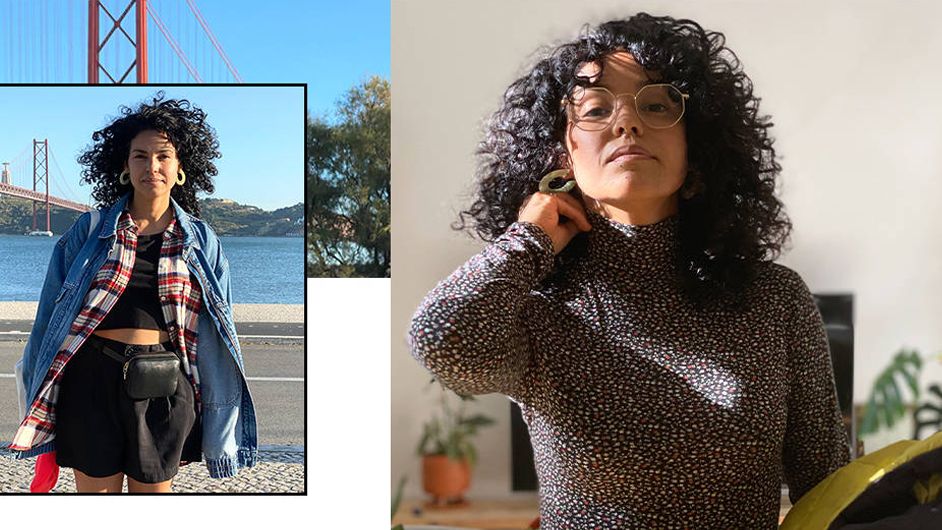 Collage of Micaela Stuart's outfits.