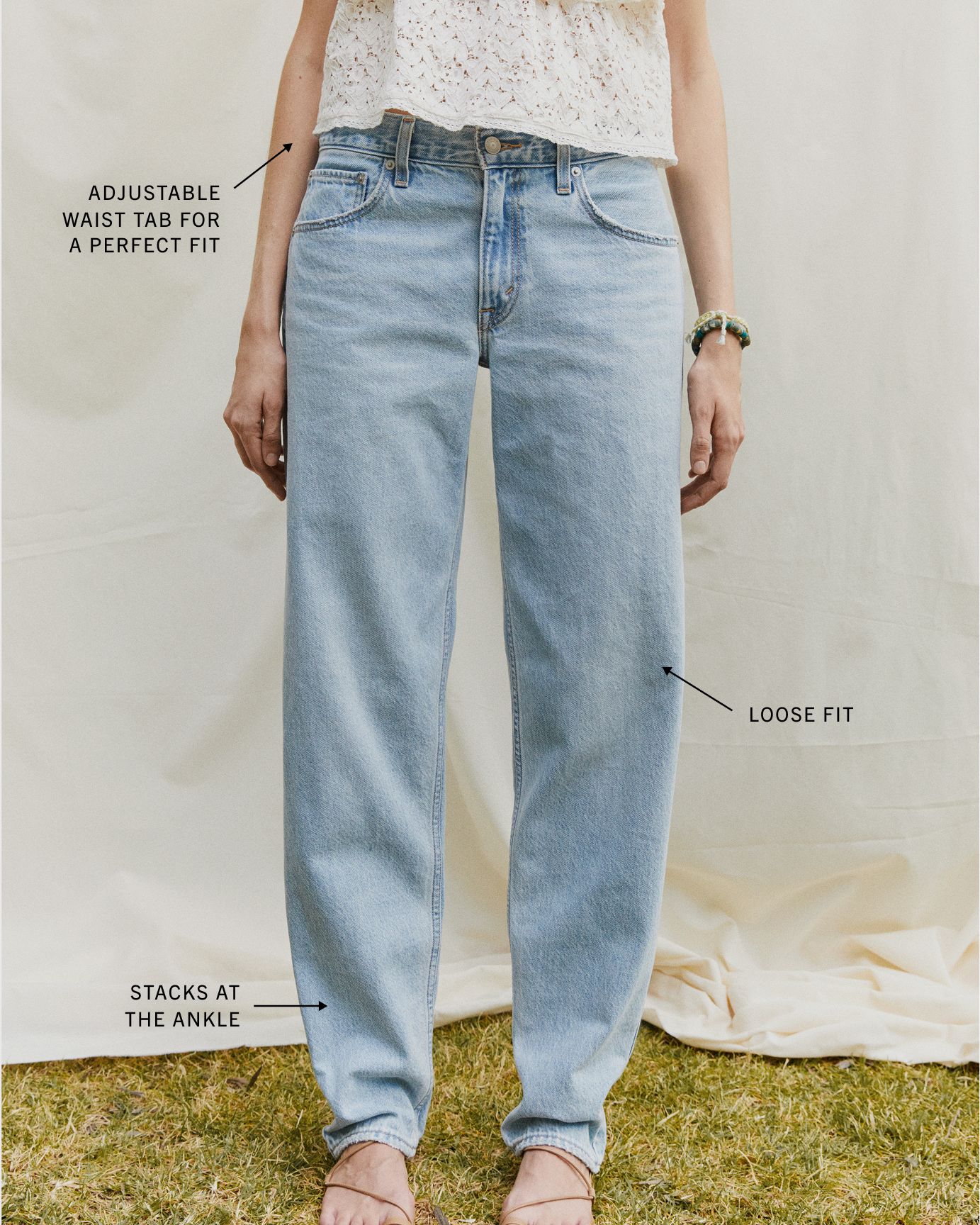 Fit callouts about jeans