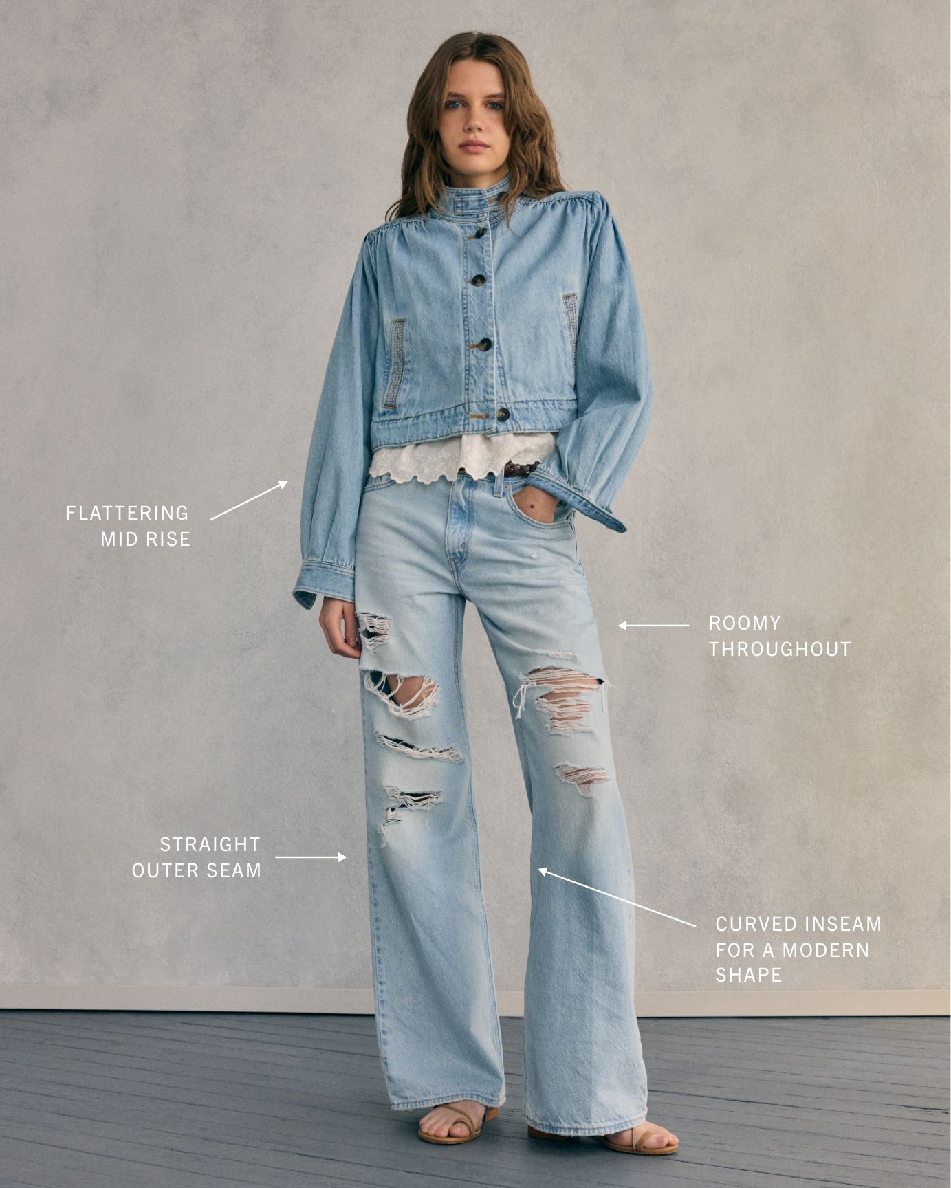 Fit callouts about jeans