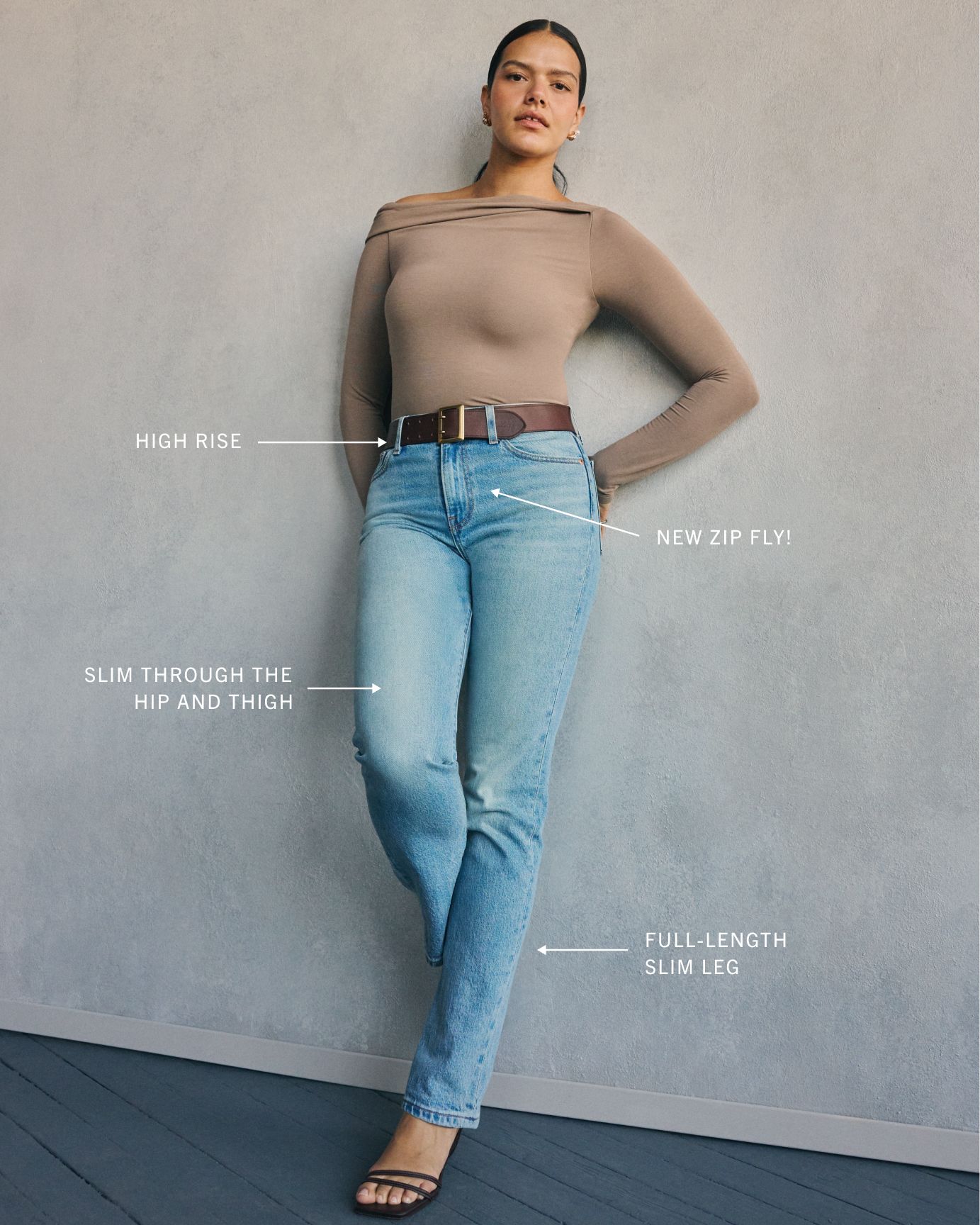 Model in Wedgie Slim jean