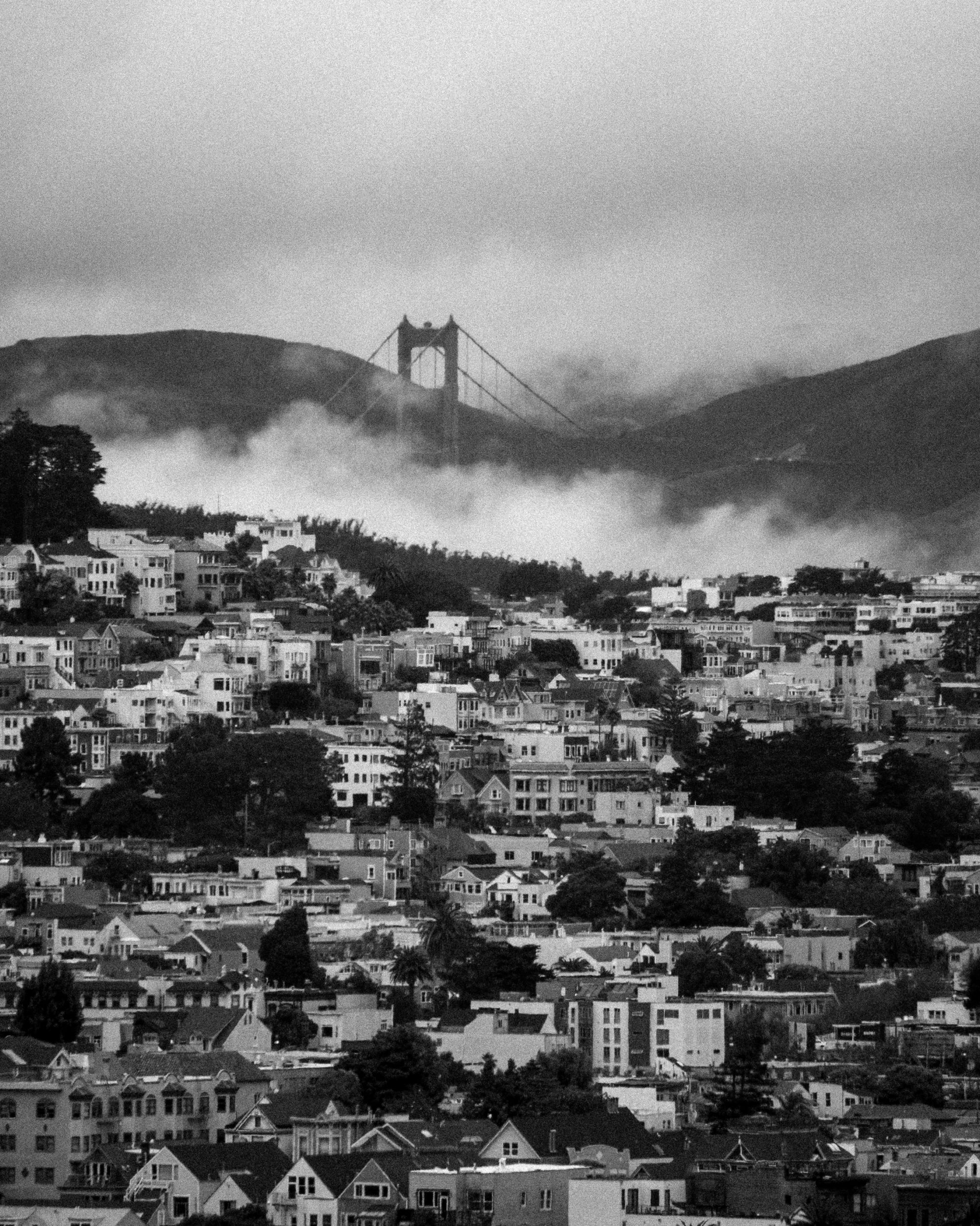 Black and white cityscape of San Francisco