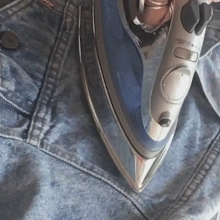 crystals placed on trucker jacket
