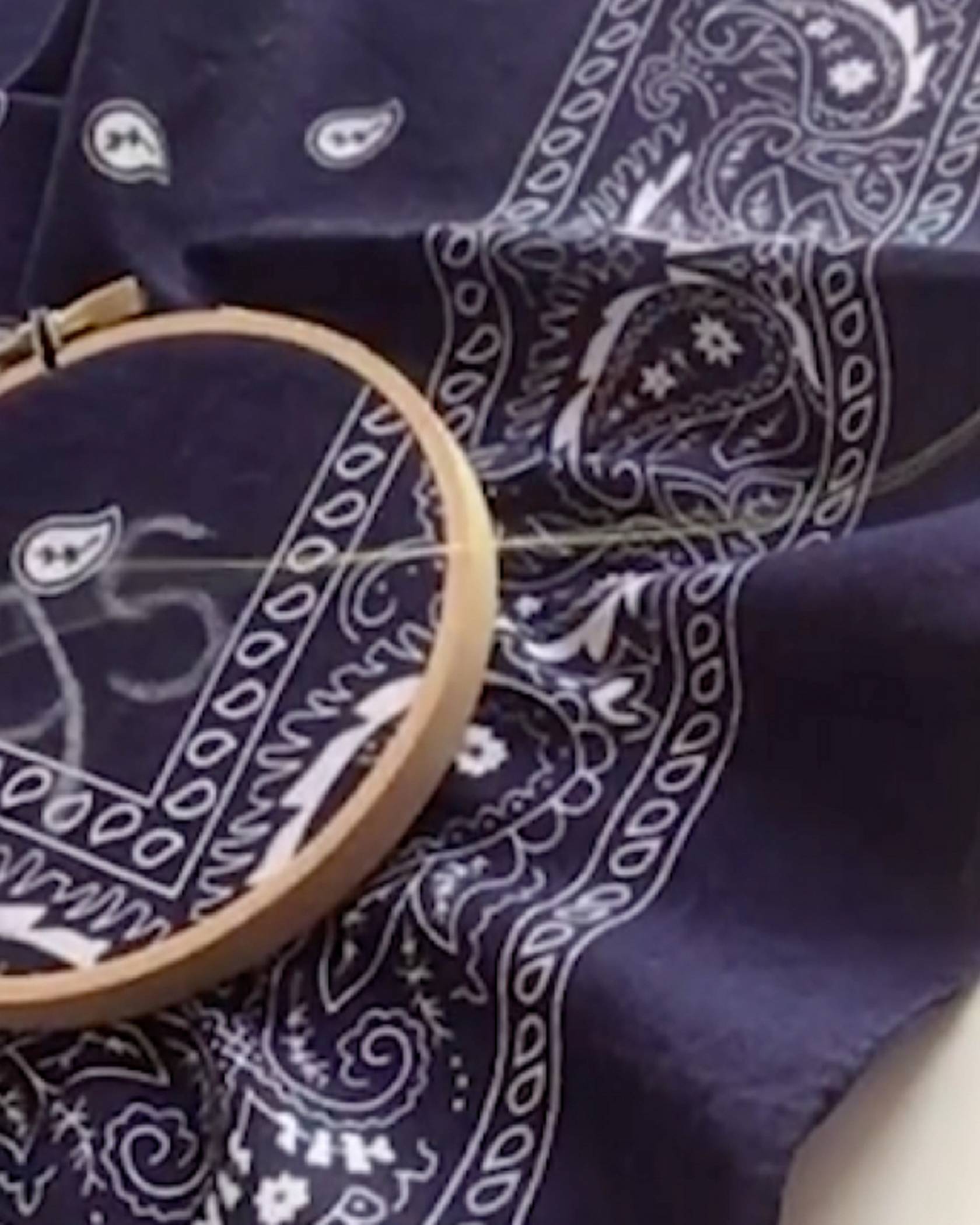 embroidery hoop on bandana