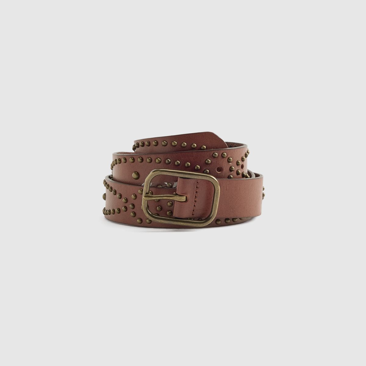 Studded Western Belt — Tobacco Brown - Brown