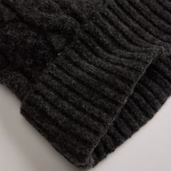 Holiday Cable-Knit Backpatch Beanie — Light Heather Grey - Black 5