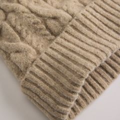 Holiday Cable-Knit Backpatch Beanie — Oatmeal Heather - Neutral 5