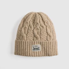 Holiday Cable-Knit Backpatch Beanie — Oatmeal Heather - Neutral 2