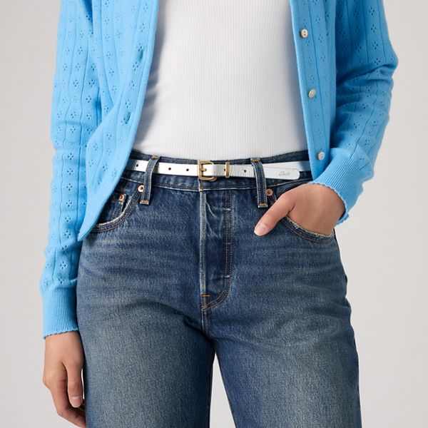 Dillon Narrow Belt — Silver - White